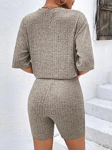 Ekouaer Pajamas 2 Piece Lounge Sets Ribbed Knit Matching