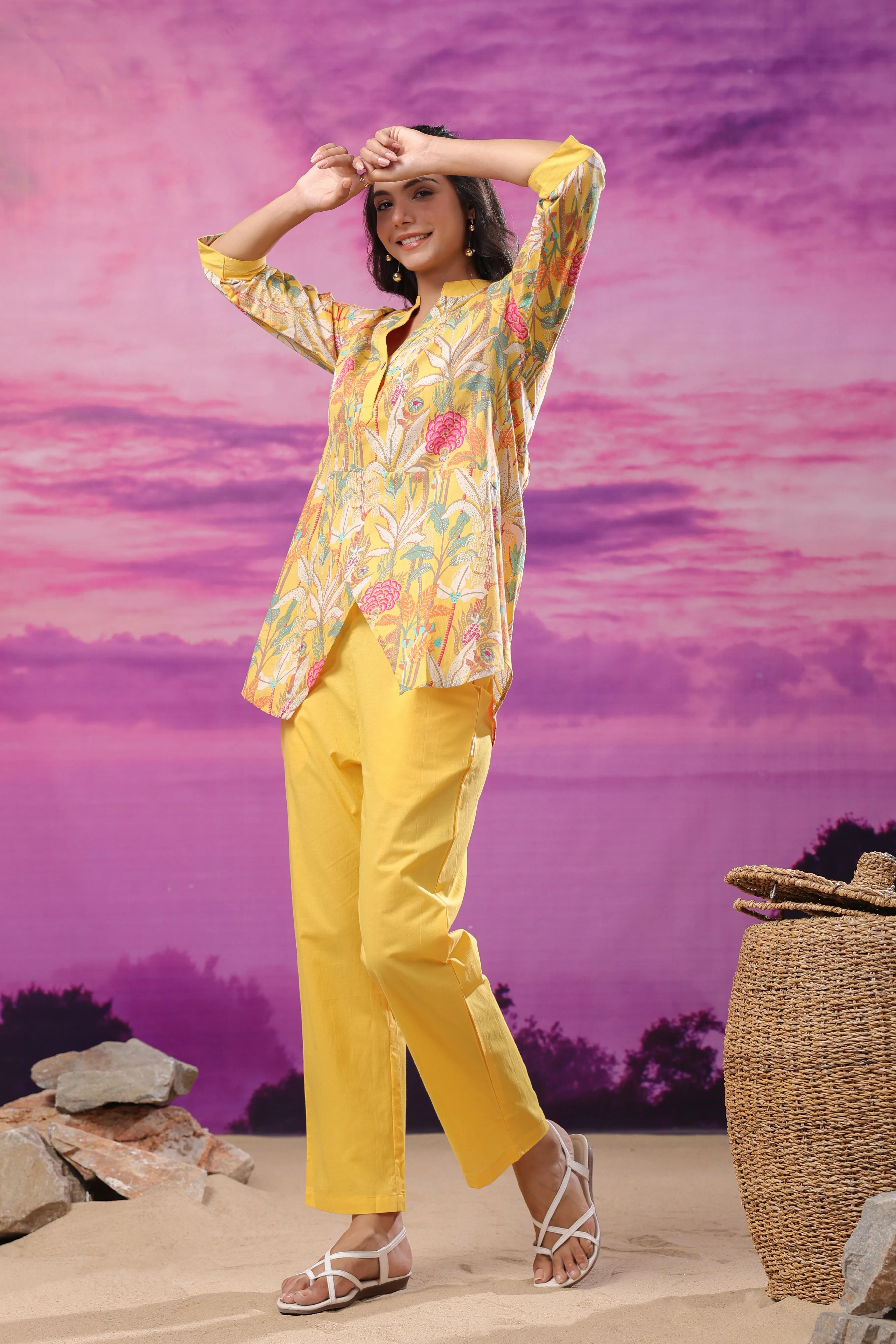 Elysian Bloom Yellow Cotton Co Ord Set