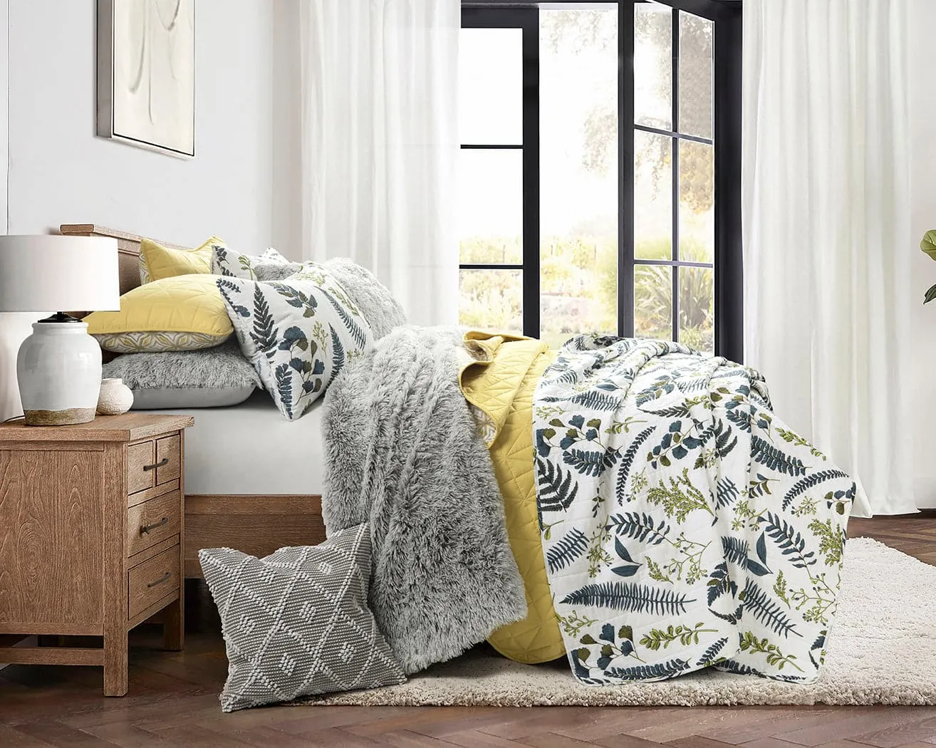 Emma Cozy Ultra Soft Two Tone Faux Fur Comforter Set