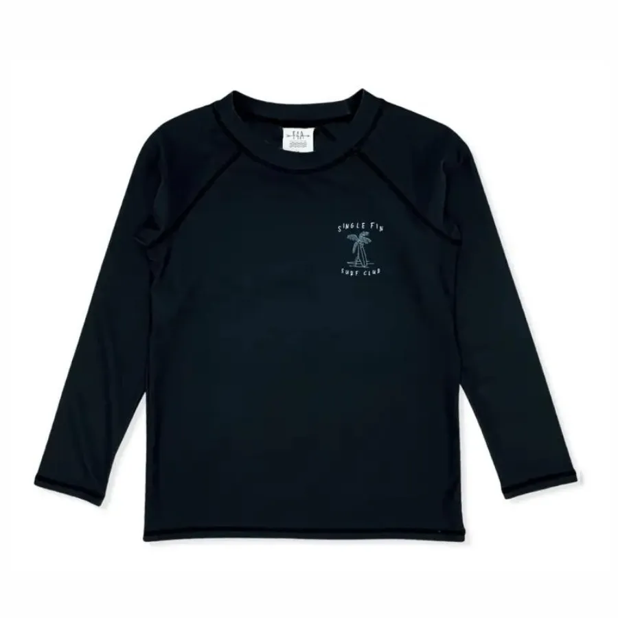 Feather 4 Arrow Single Fin Boys Long Sleeve Rash Top 13B320SFN - Black