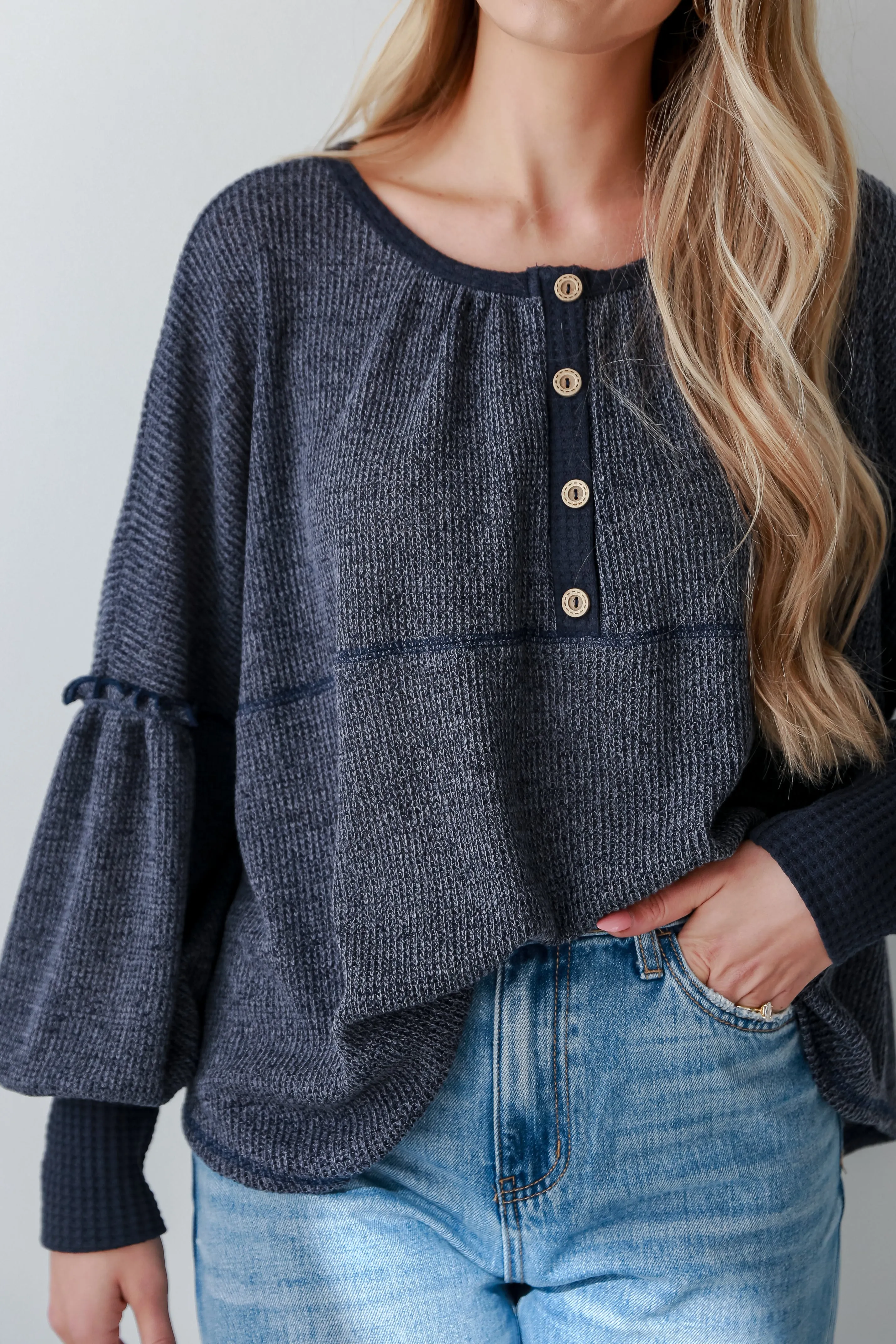 FINAL SALE - Comfy Intentions Navy Oversized Knit Top