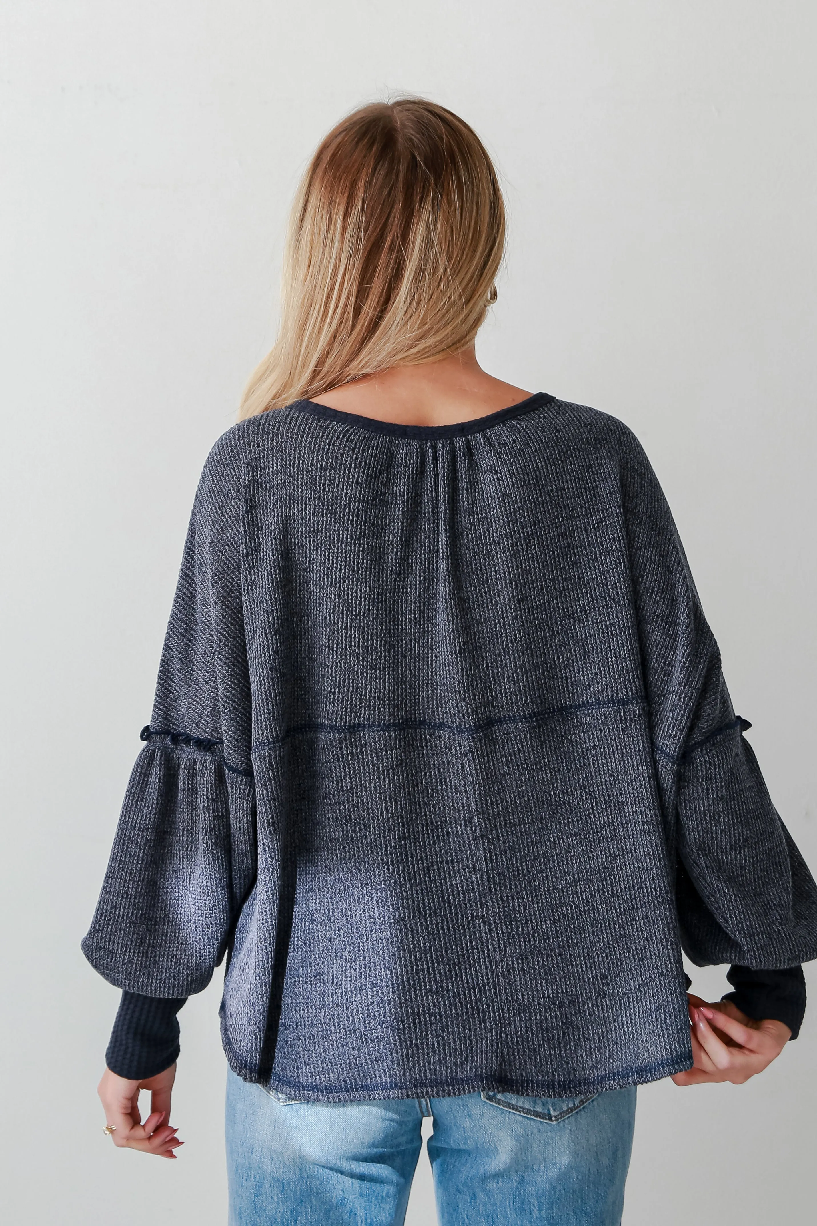 FINAL SALE - Comfy Intentions Navy Oversized Knit Top