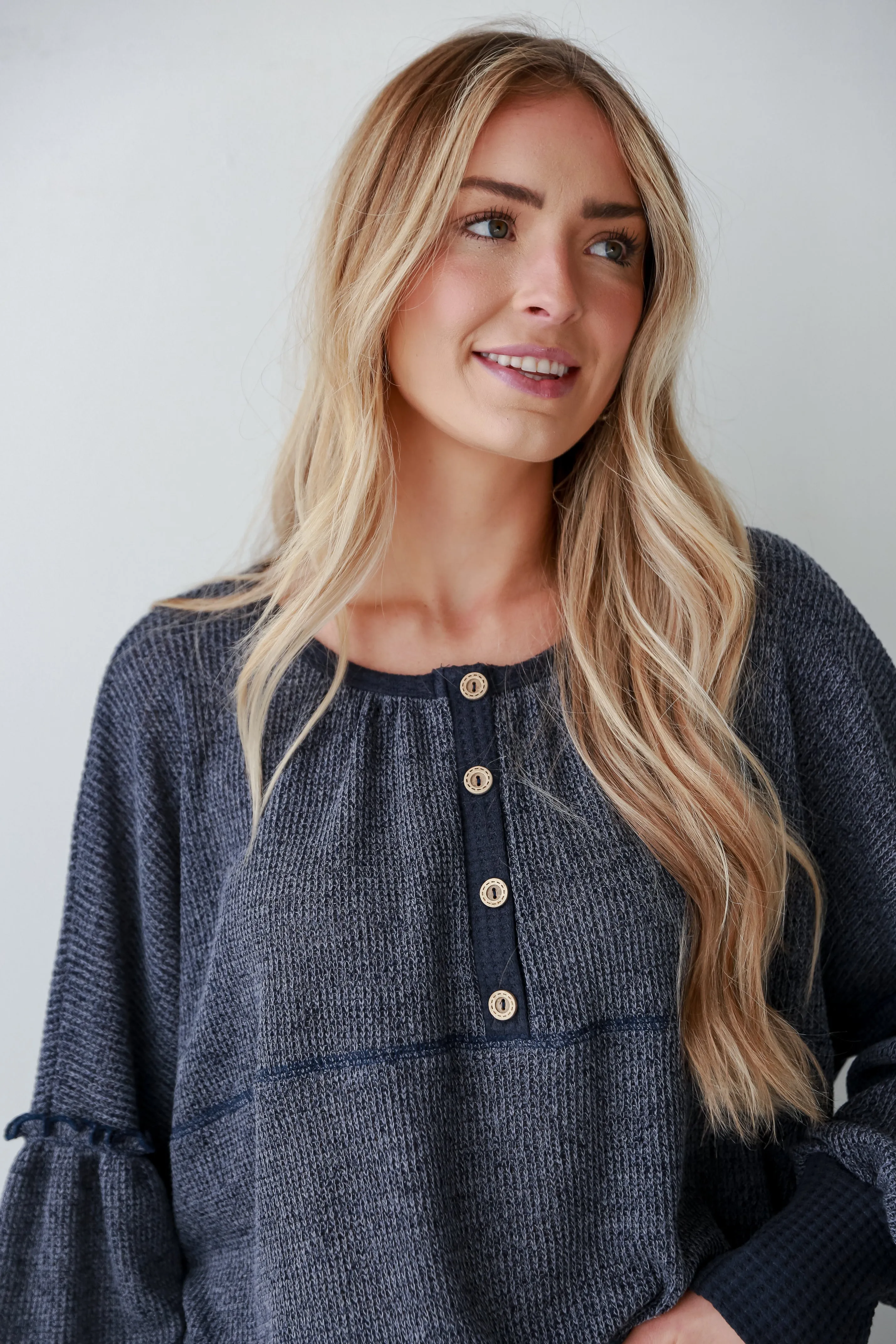 FINAL SALE - Comfy Intentions Navy Oversized Knit Top