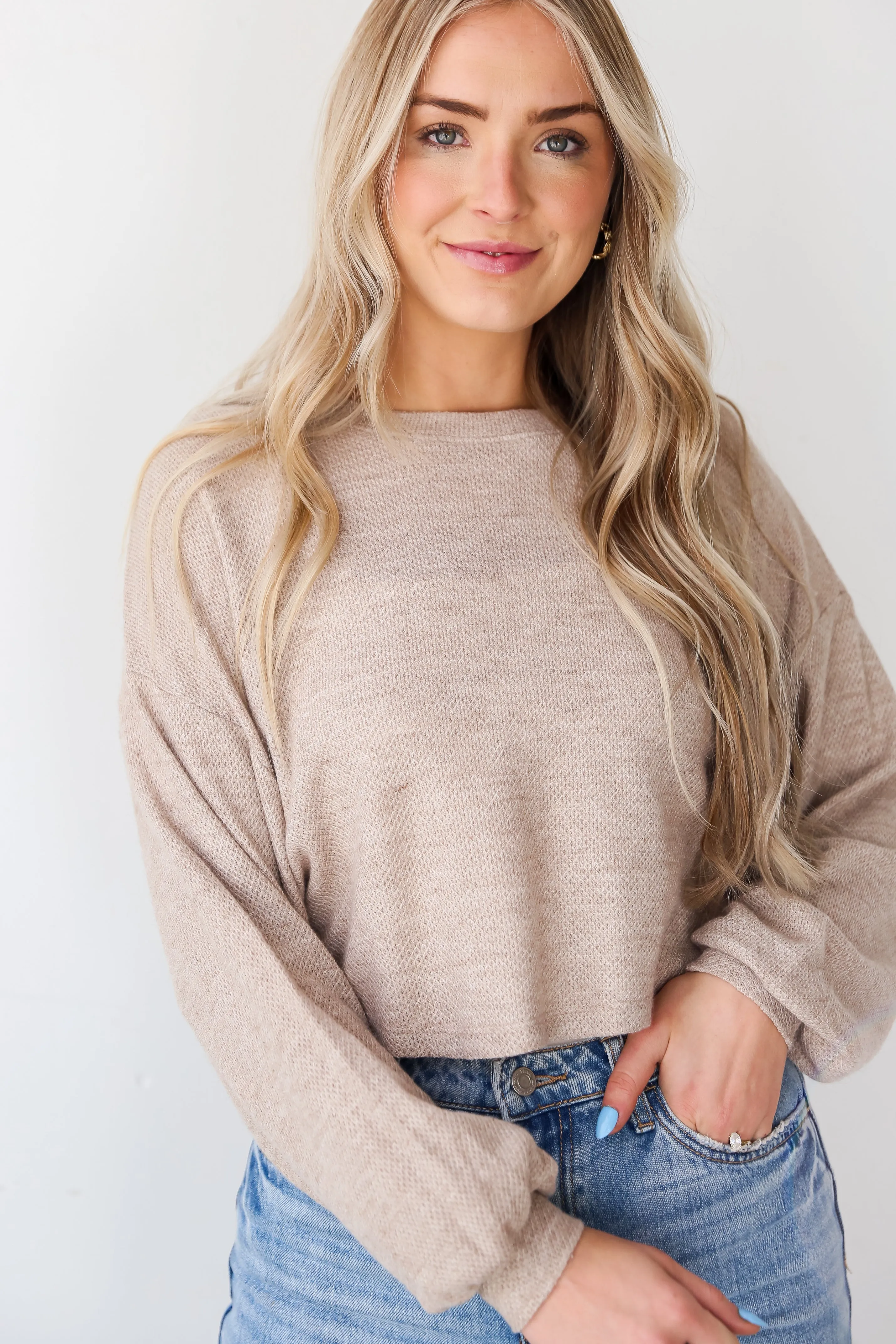 FINAL SALE - Julie Oatmeal Lightweight Knit Top