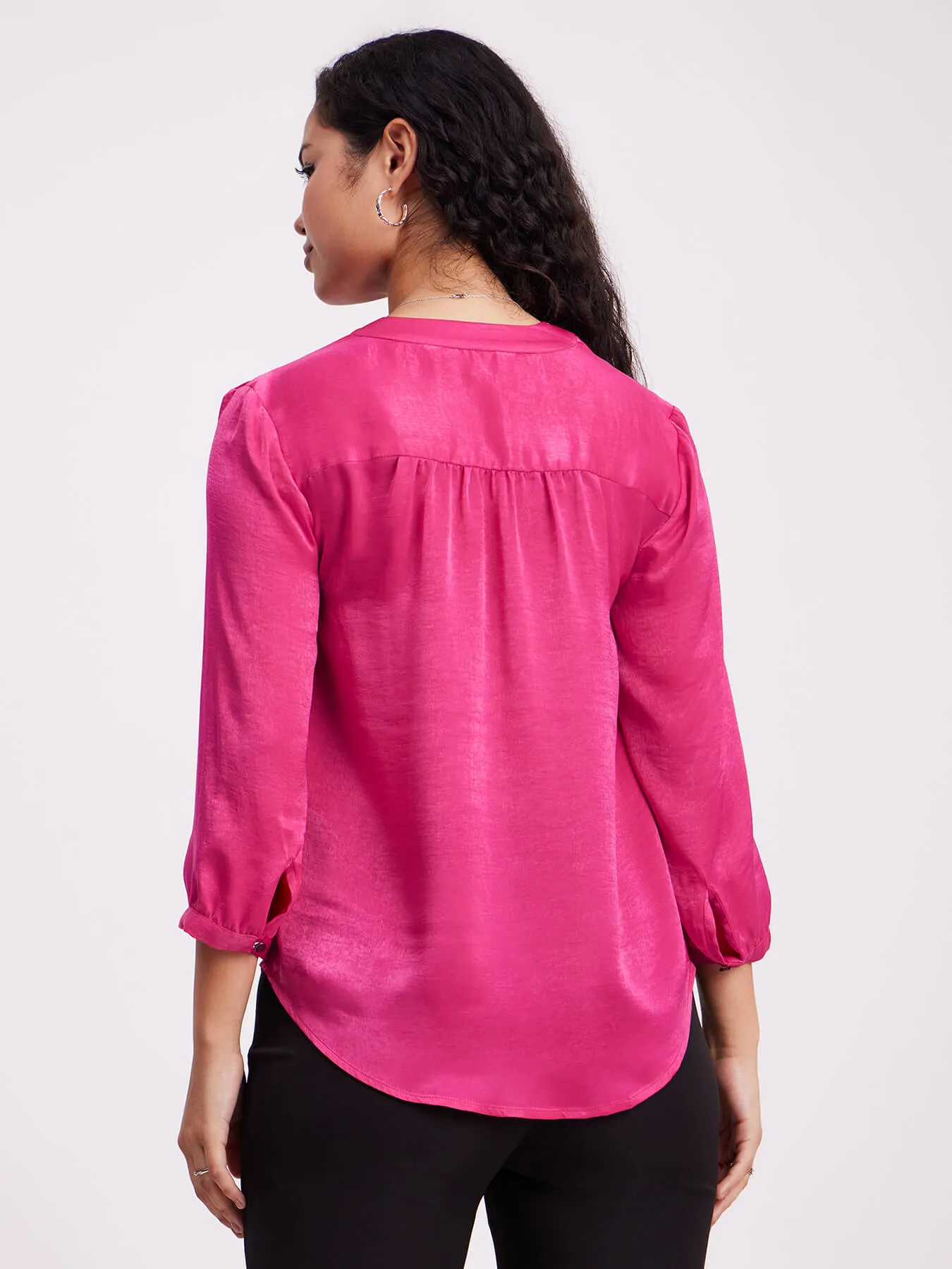 Front Pleat Detail Top - Fuchsia