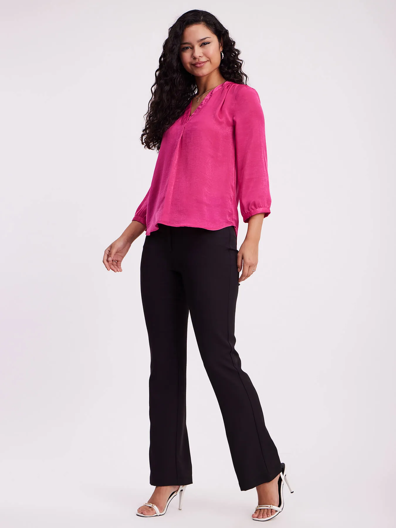 Front Pleat Detail Top - Fuchsia