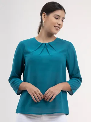 Front Pleat Detail Top - Teal