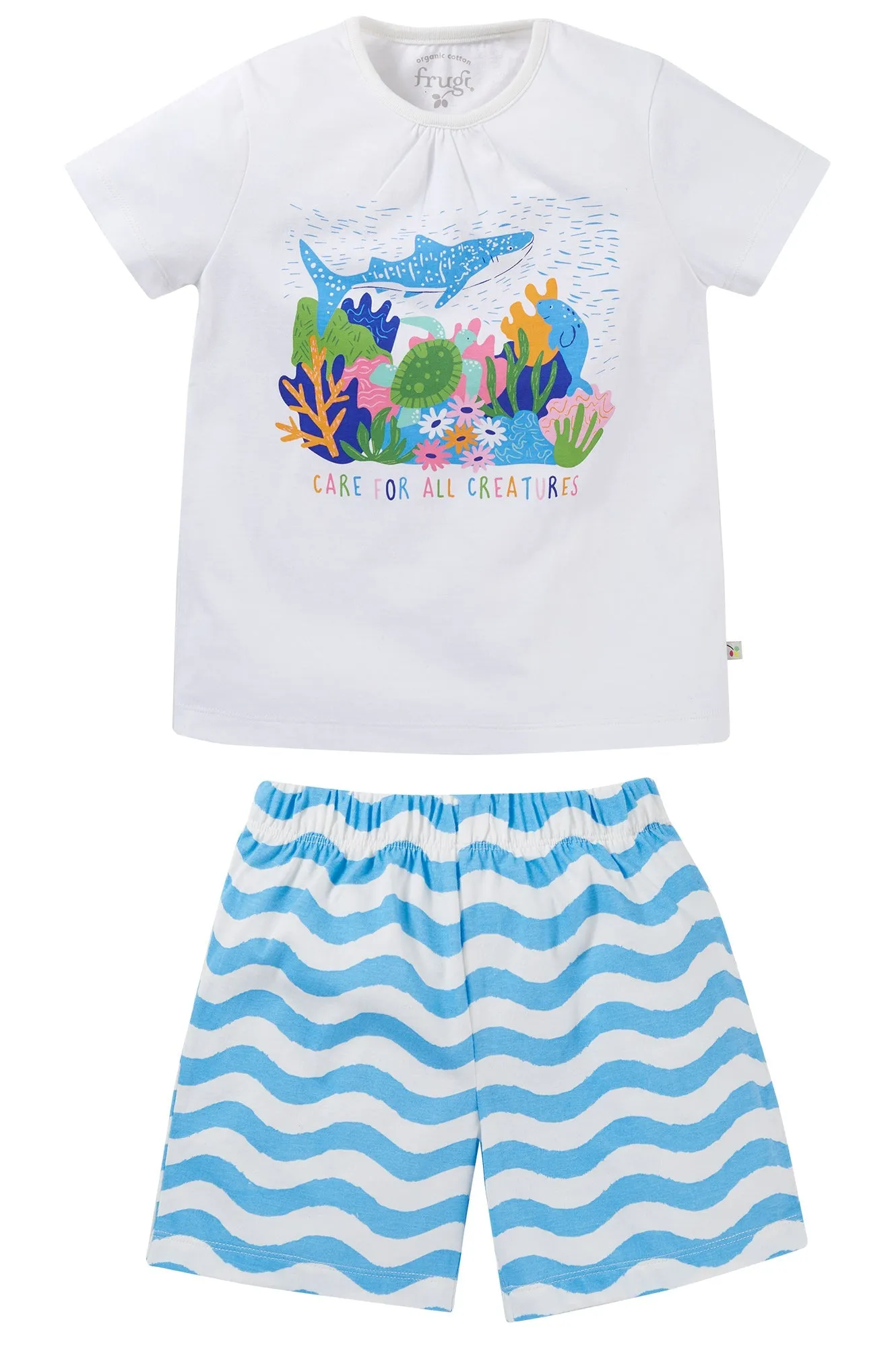 Frugi Fearne Pyjamas - Soft White/Coral Reef