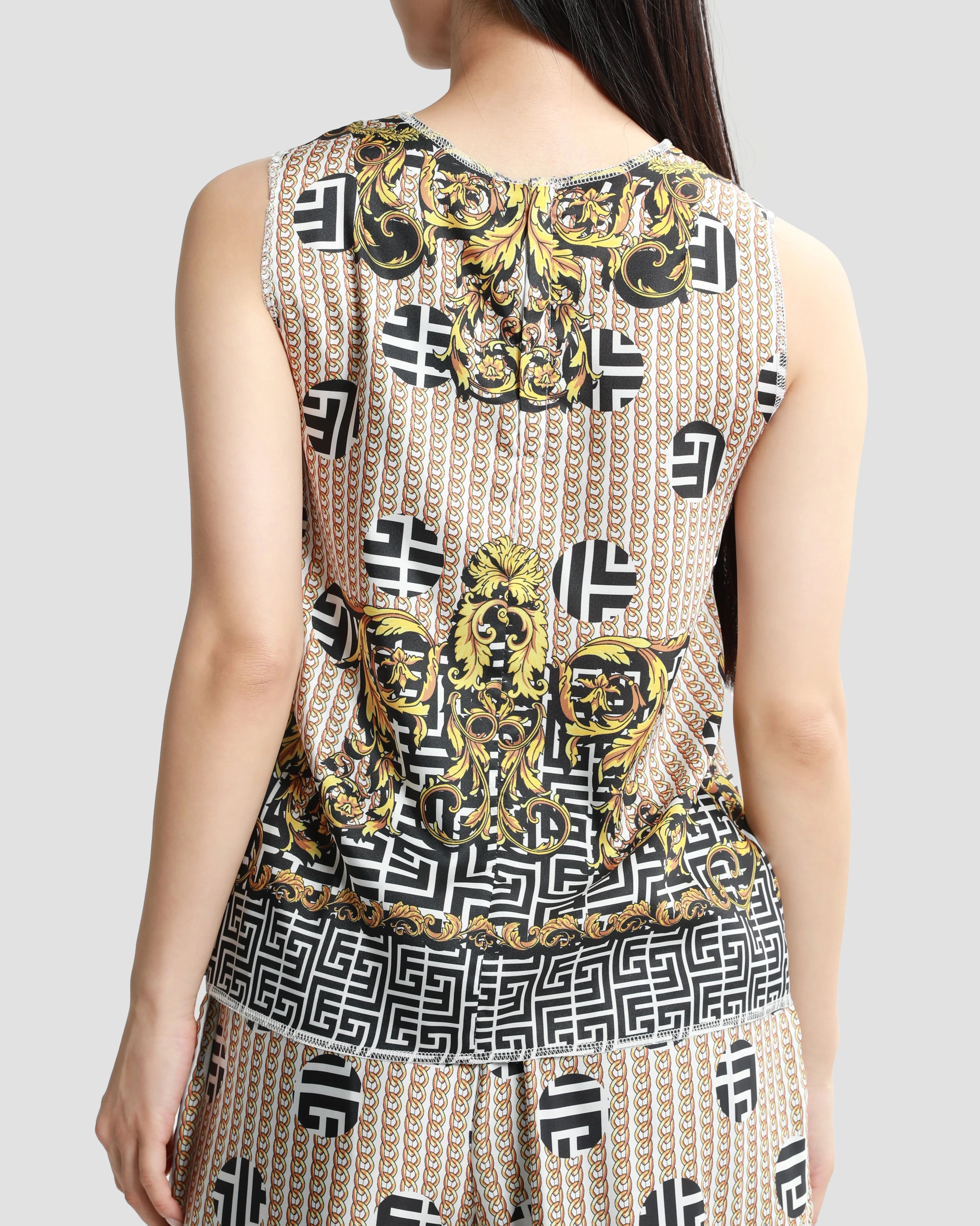 Geometric Baroque Print Top