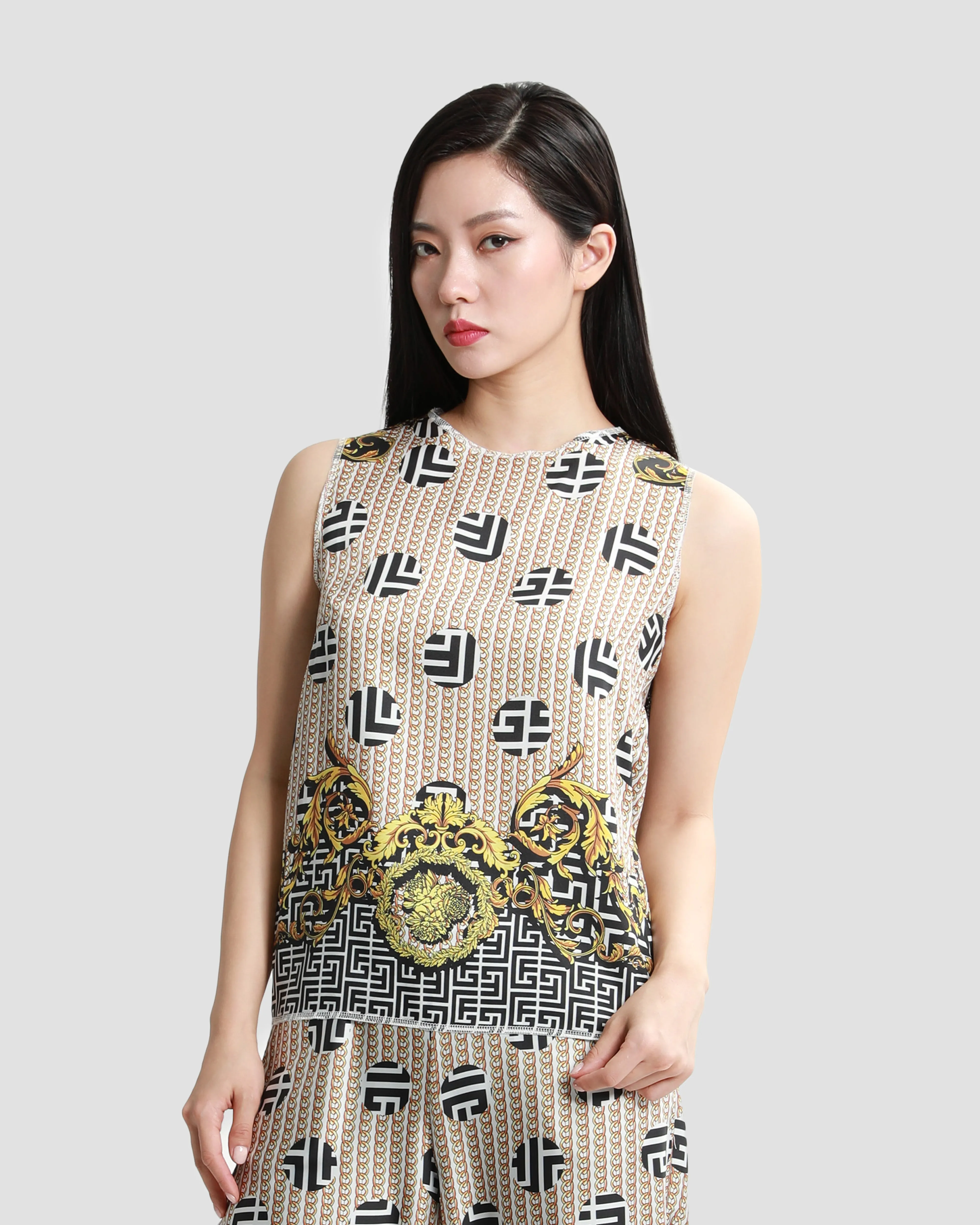 Geometric Baroque Print Top