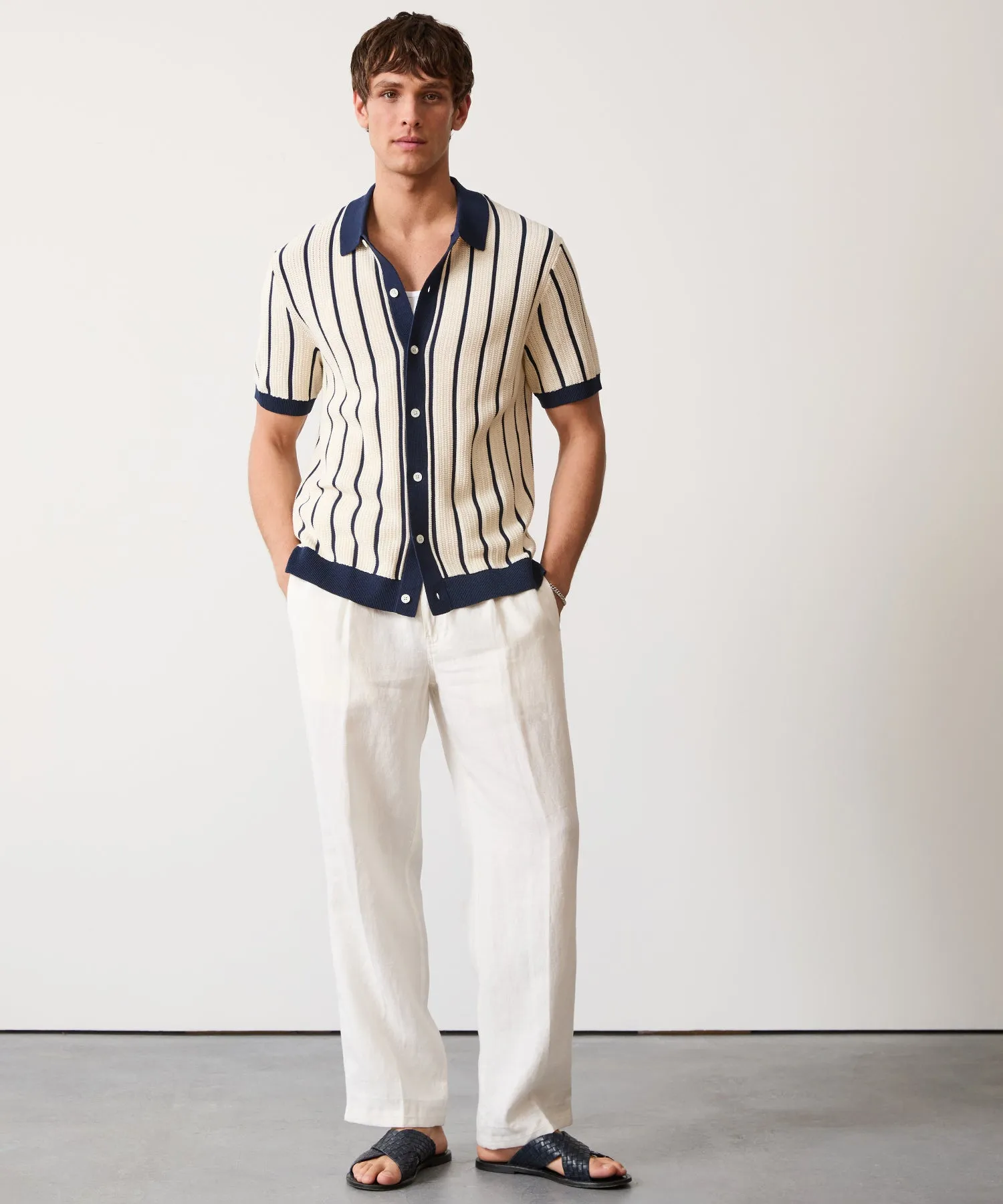 Irish Linen Relaxed Leisure Pant in White