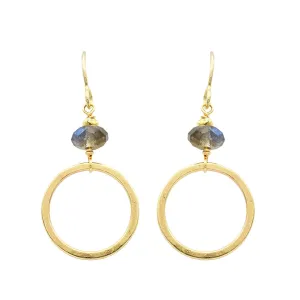 J & I Soft Blue Labradorite Gold Hoop Earrings