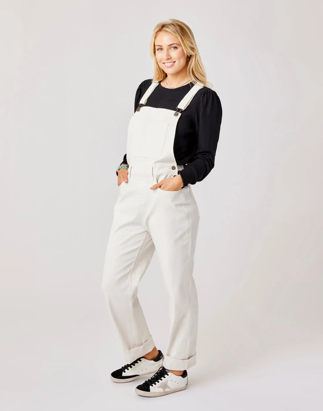 Jason Railroad Stripe Overall: Birch Stripe