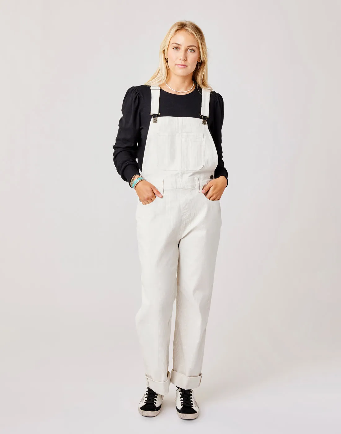 Jason Railroad Stripe Overall: Birch Stripe