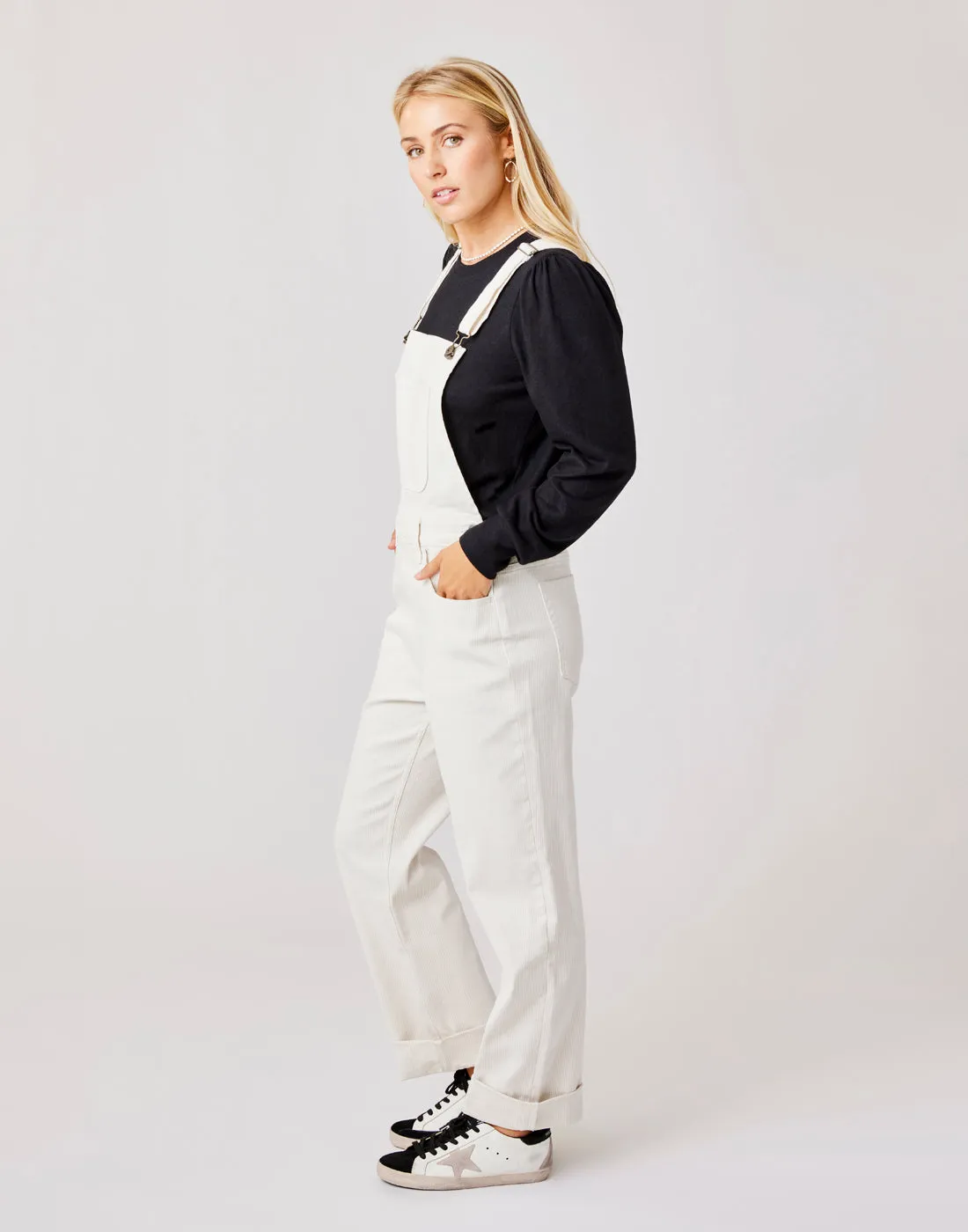 Jason Railroad Stripe Overall: Birch Stripe