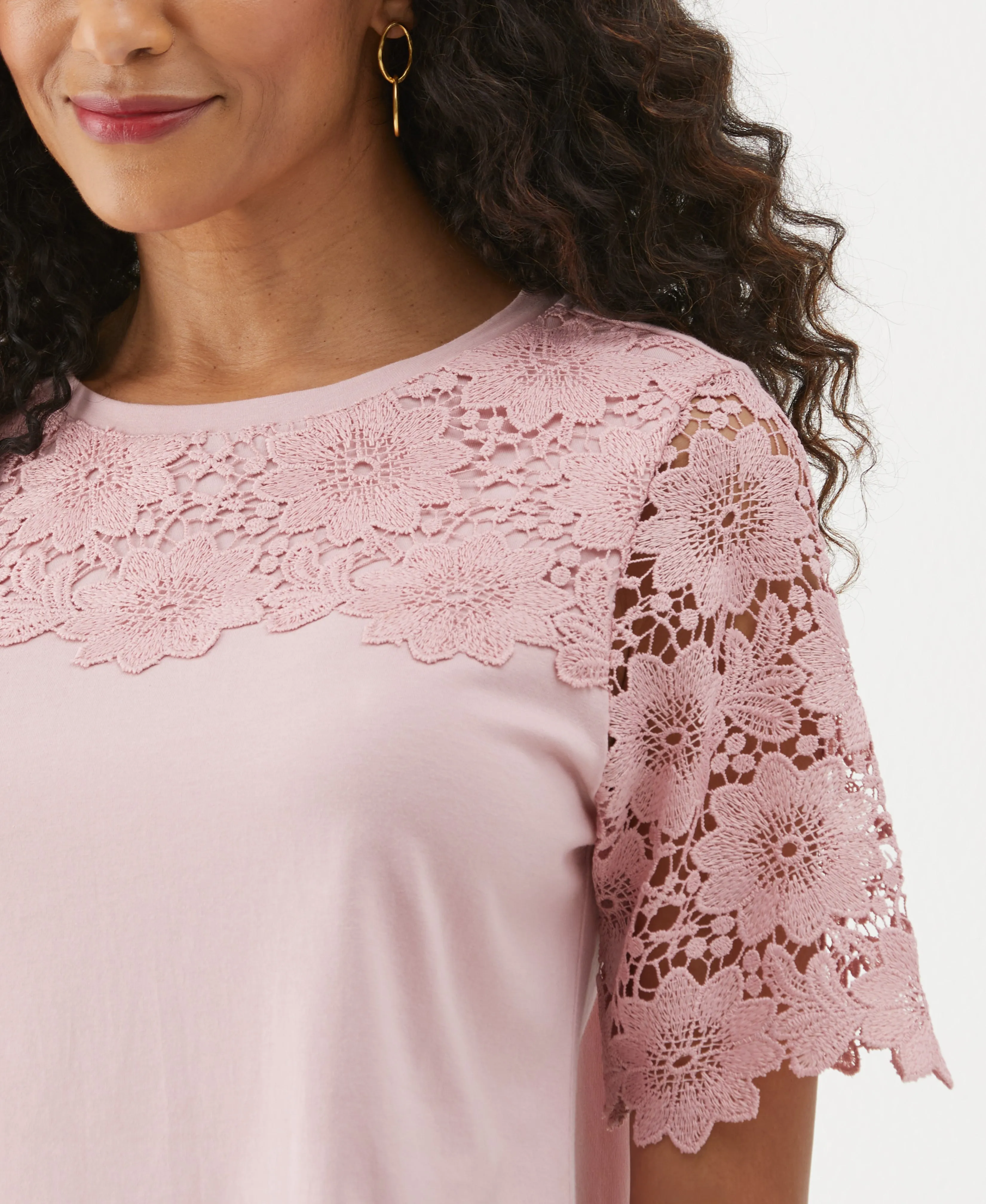 Lace Yoke Knit Top