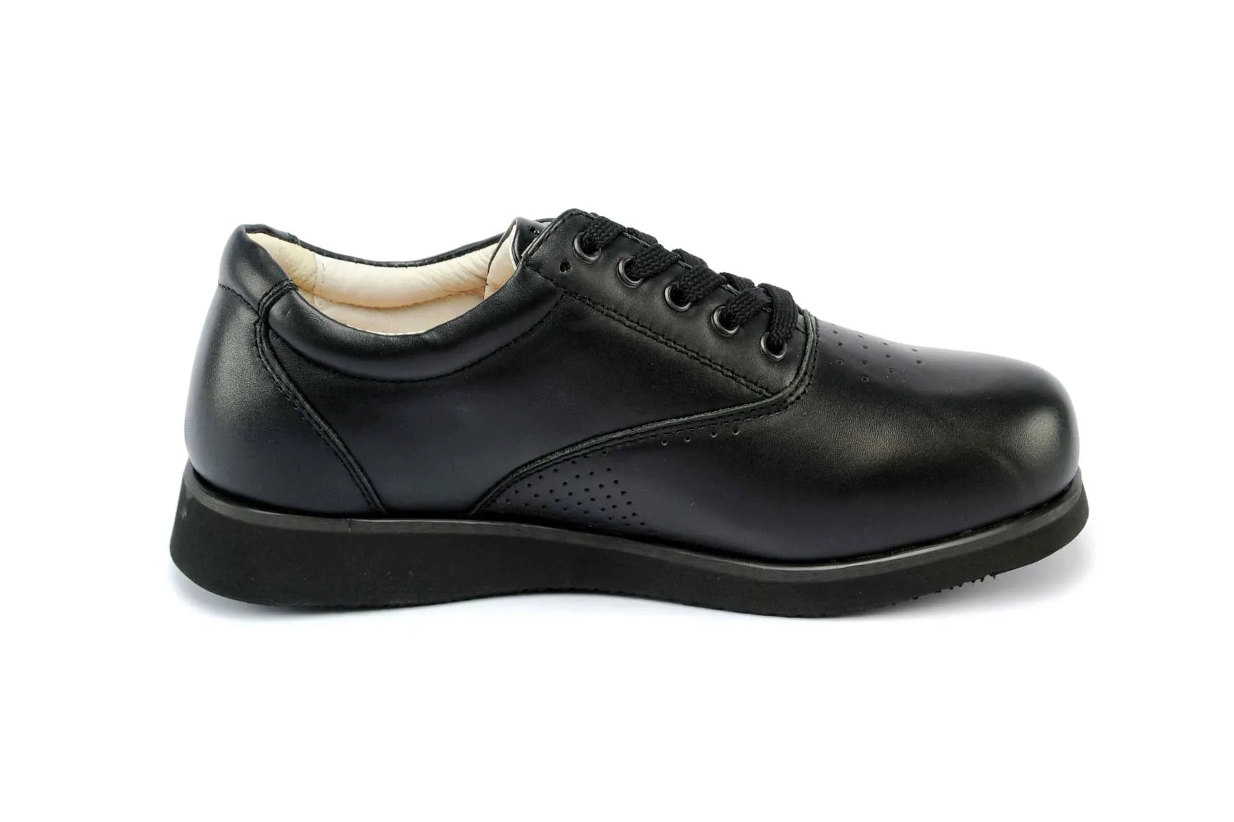 Lady's Dual Depth Leather Comfort Shoes in Black