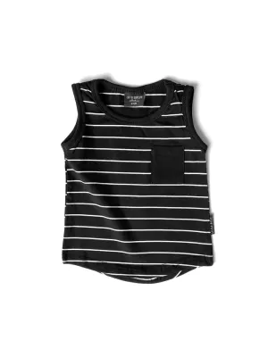 Little Bipsy- Stripe Pocket Tank-Black