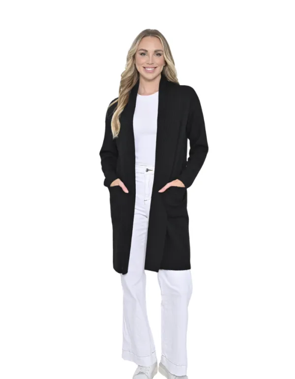 Long Cardigan With Pocket Black