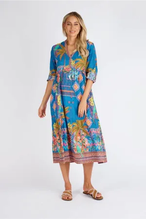 Lula Life Mika Midi Cotton Dress Ocean