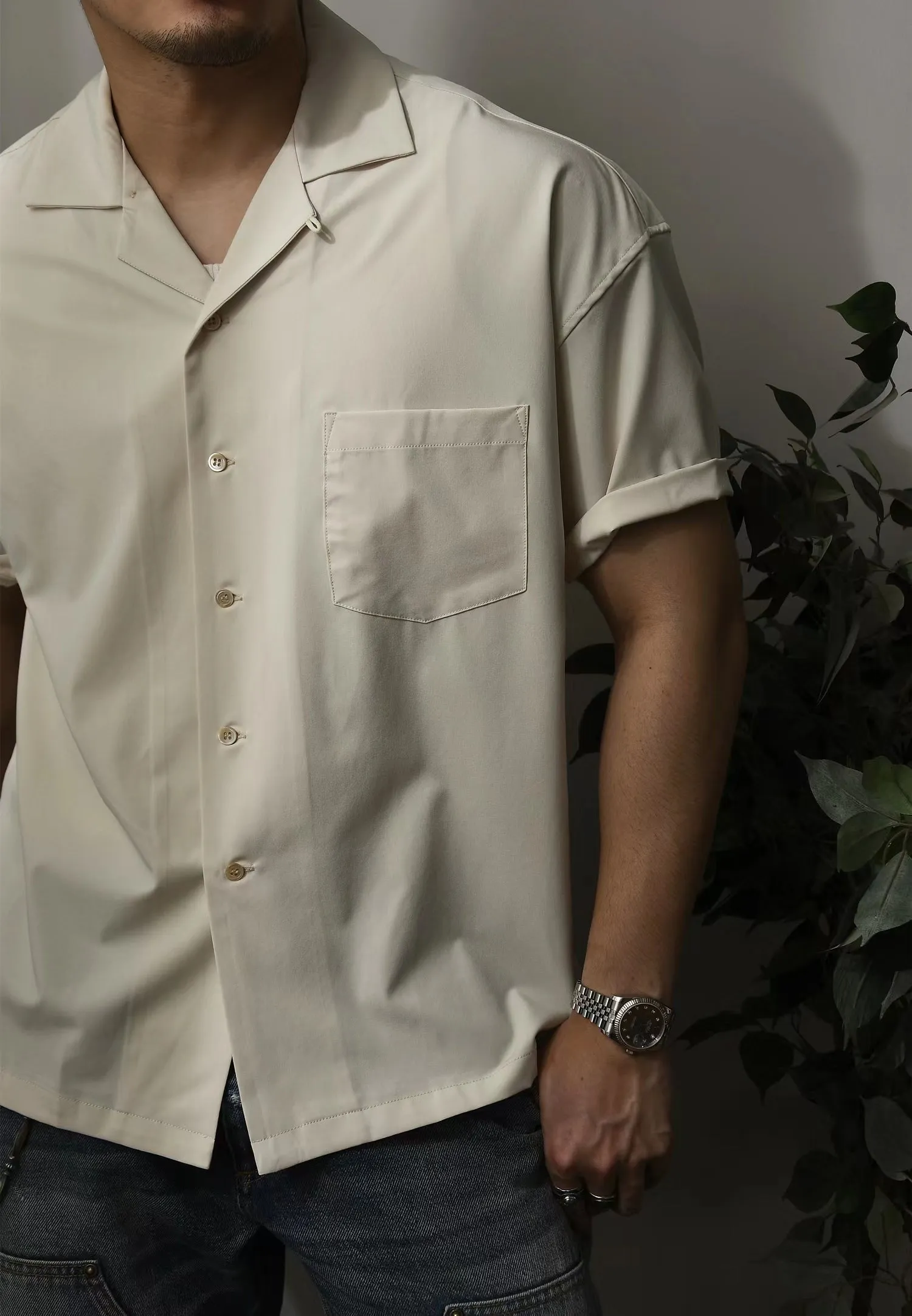 Men's Camp Collar Shirt Short Sleeves