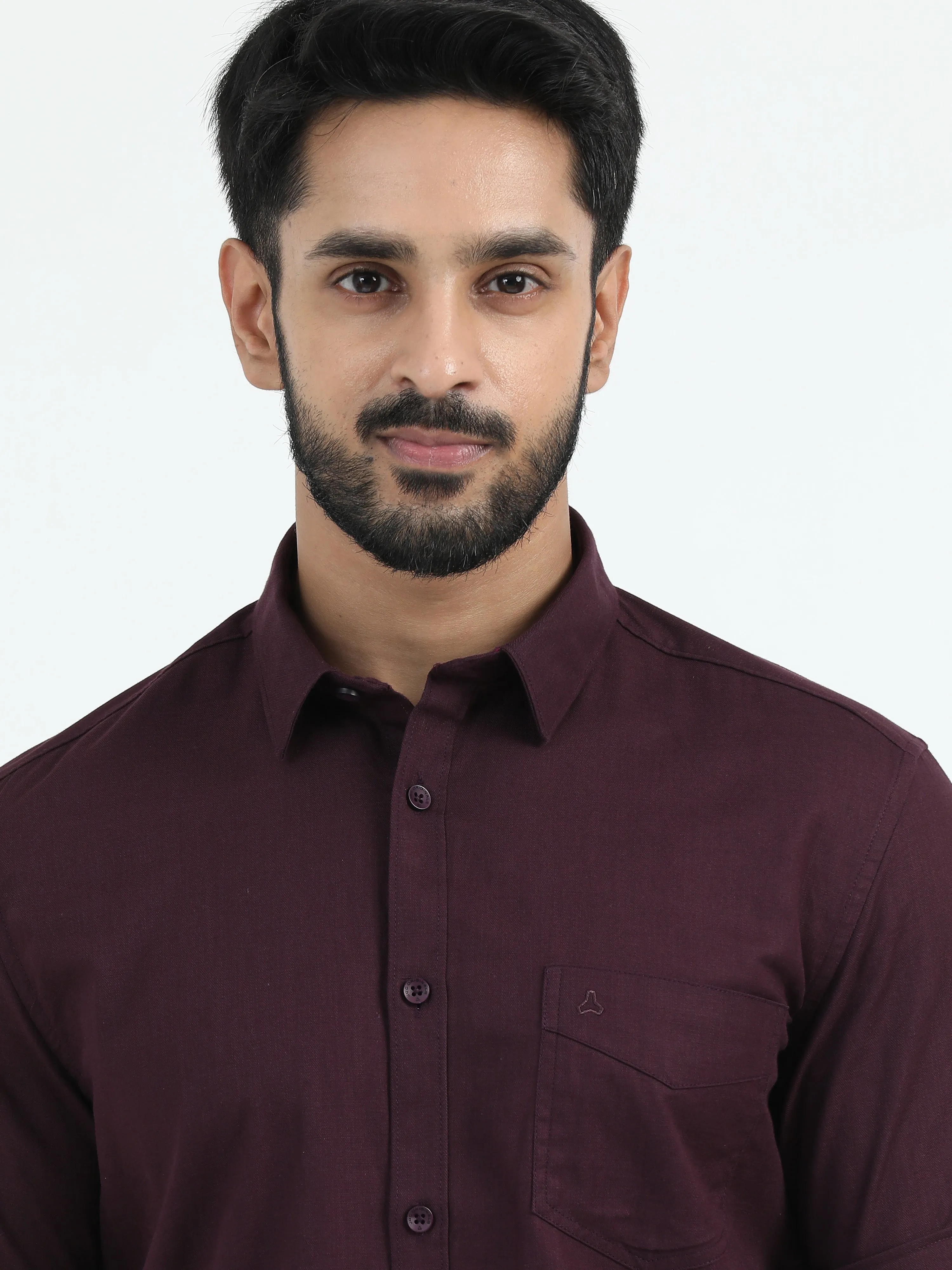 MEN'S PURPLE  SOLID SLIM FIT SHIRT