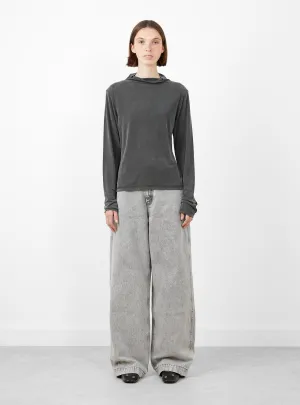 Mock Neck Top Metal Grey