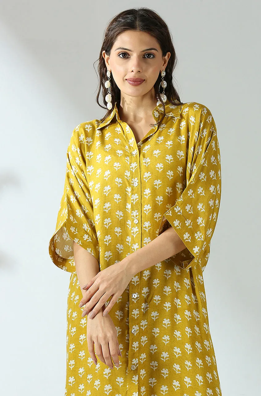 Mustard  Batwing Printed Co-ord set