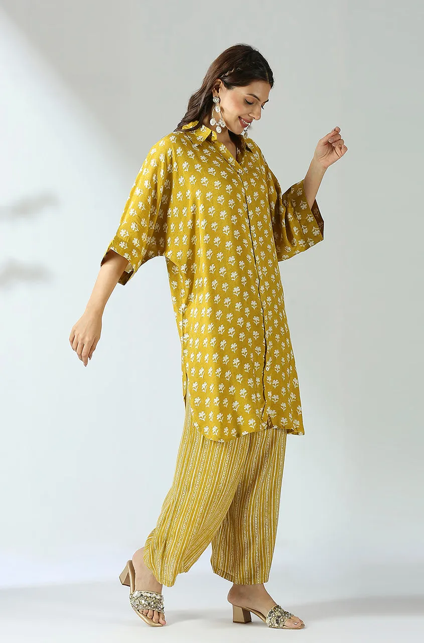 Mustard  Batwing Printed Co-ord set