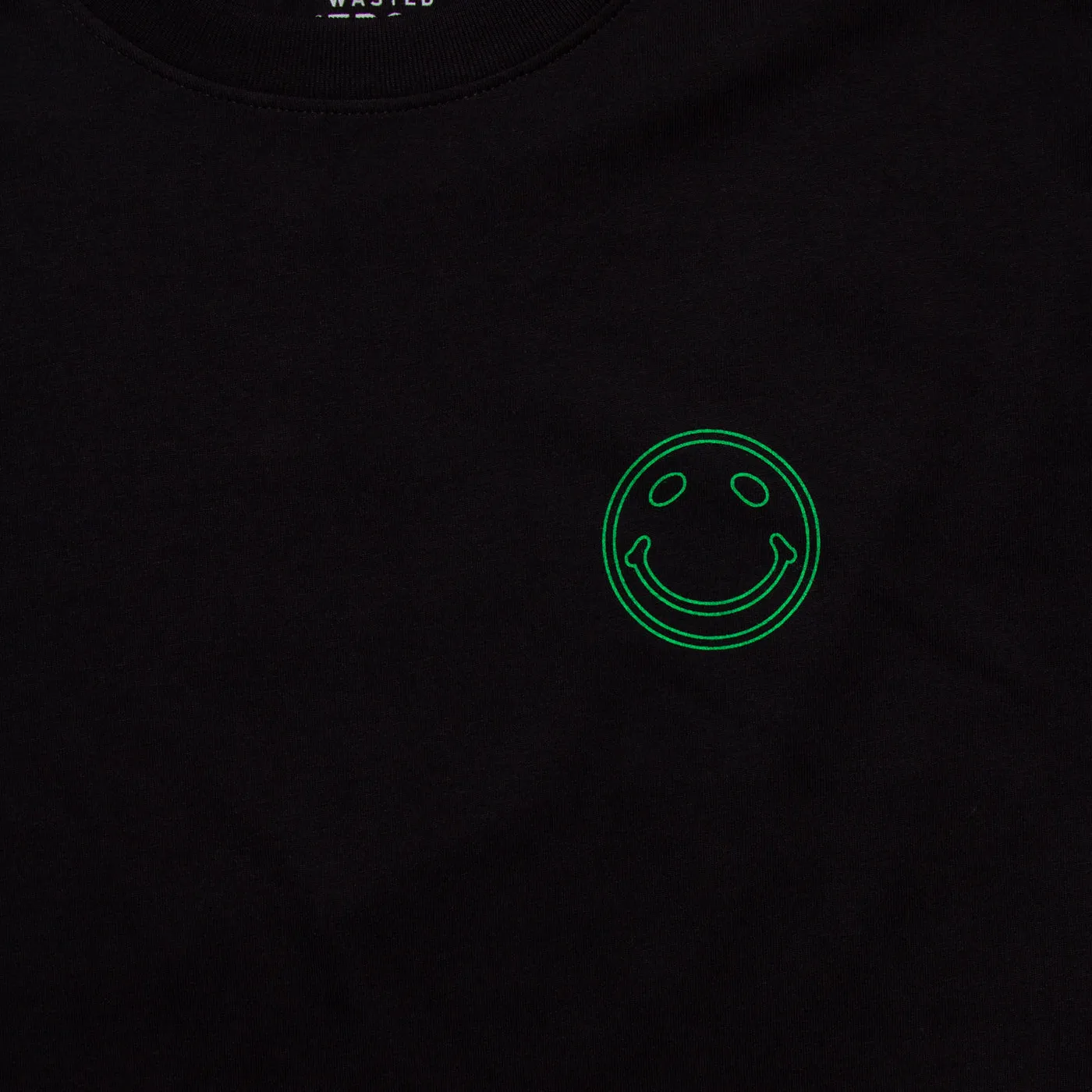 Neon Outline Side Smiley - Oversized Tshirt - Black