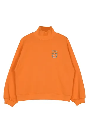 Oversize Turtleneck Sweatshirt Orange