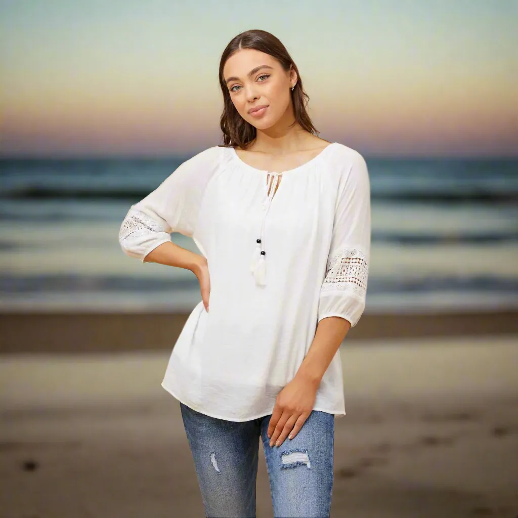 Peasant Top - White