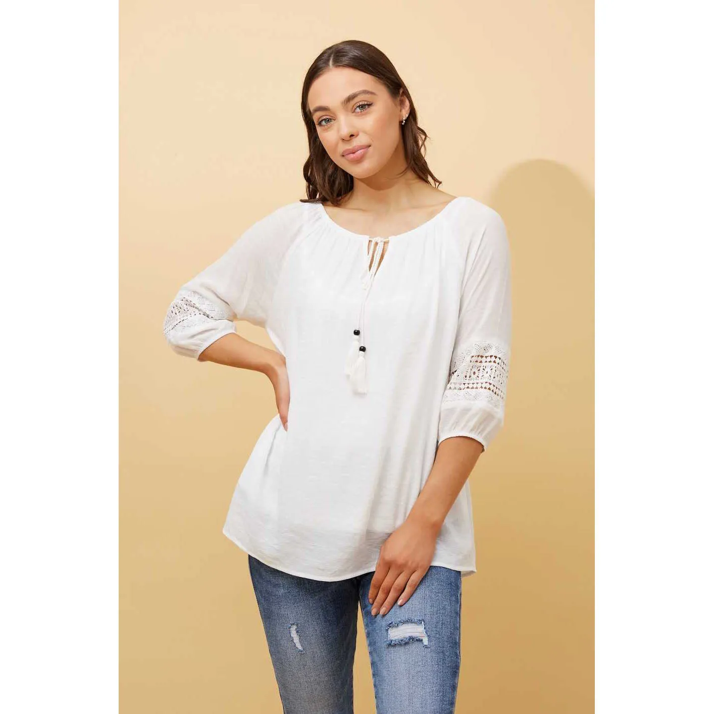 Peasant Top - White