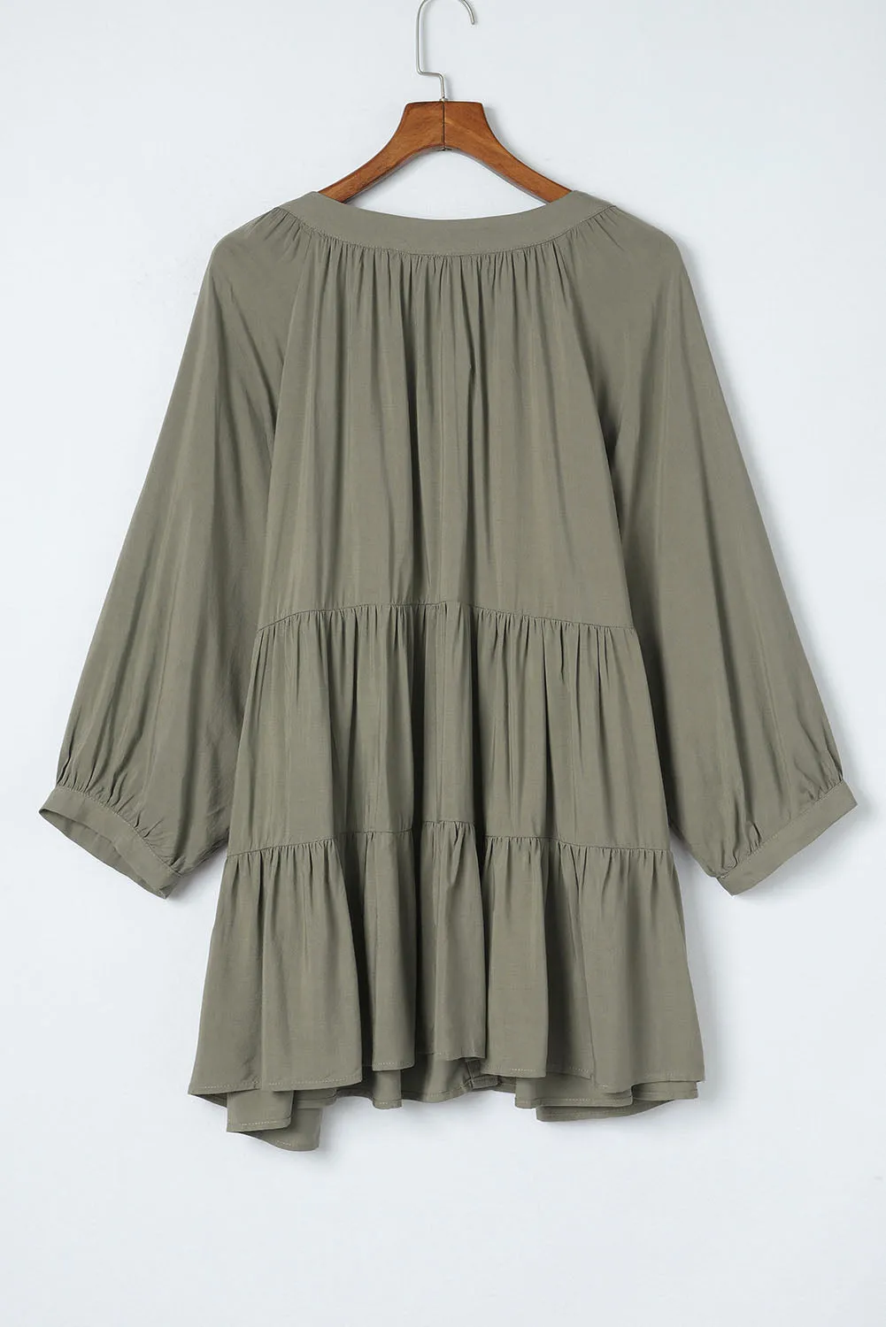 Plus Size Ruffle Tiered Buttoned Shirt