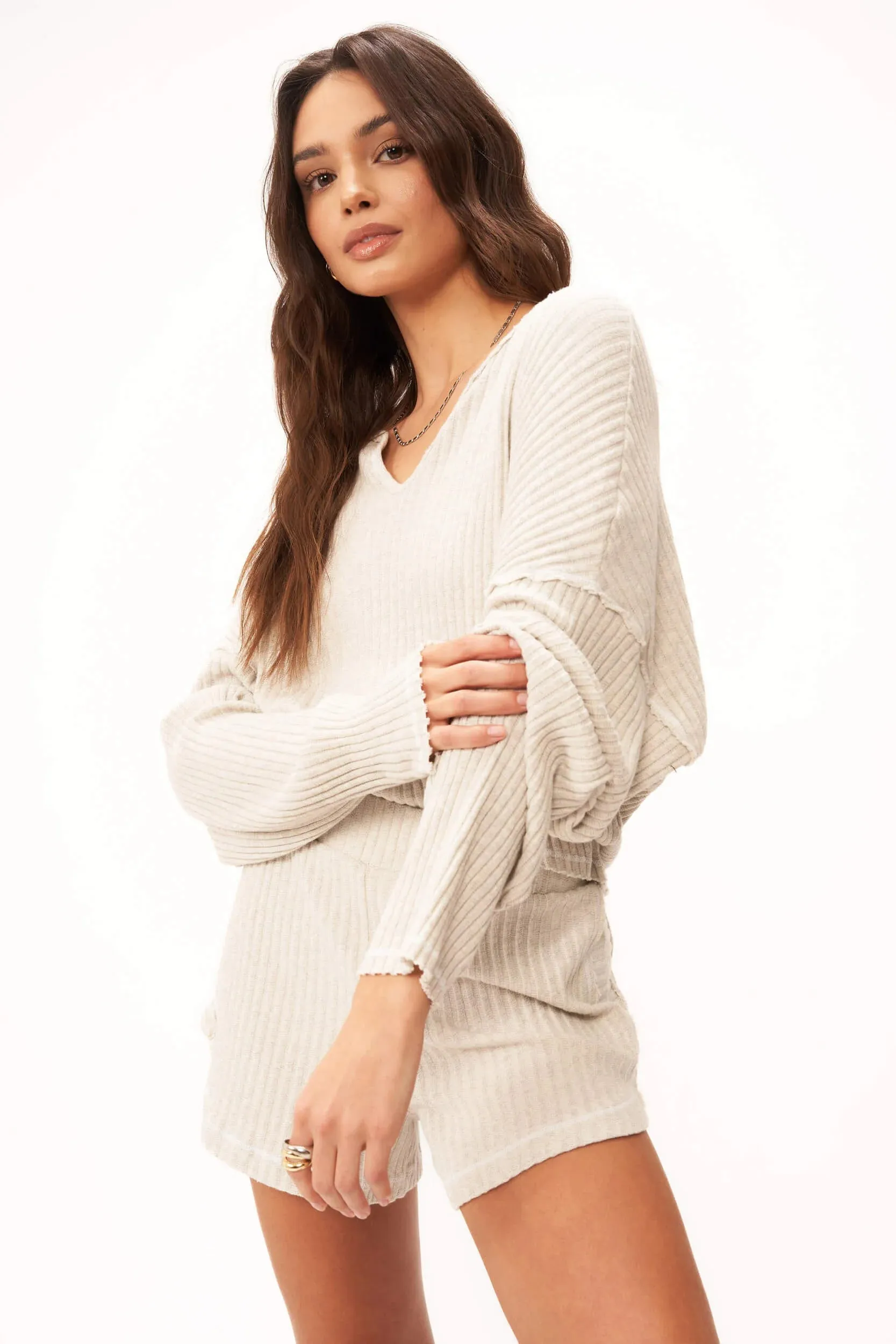 Project Social T Felicity Notch Neck Sweater Top