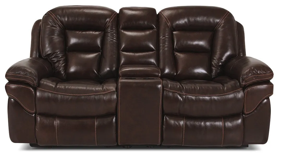 Quin Genuine Leather Reclining Loveseat - Walnut