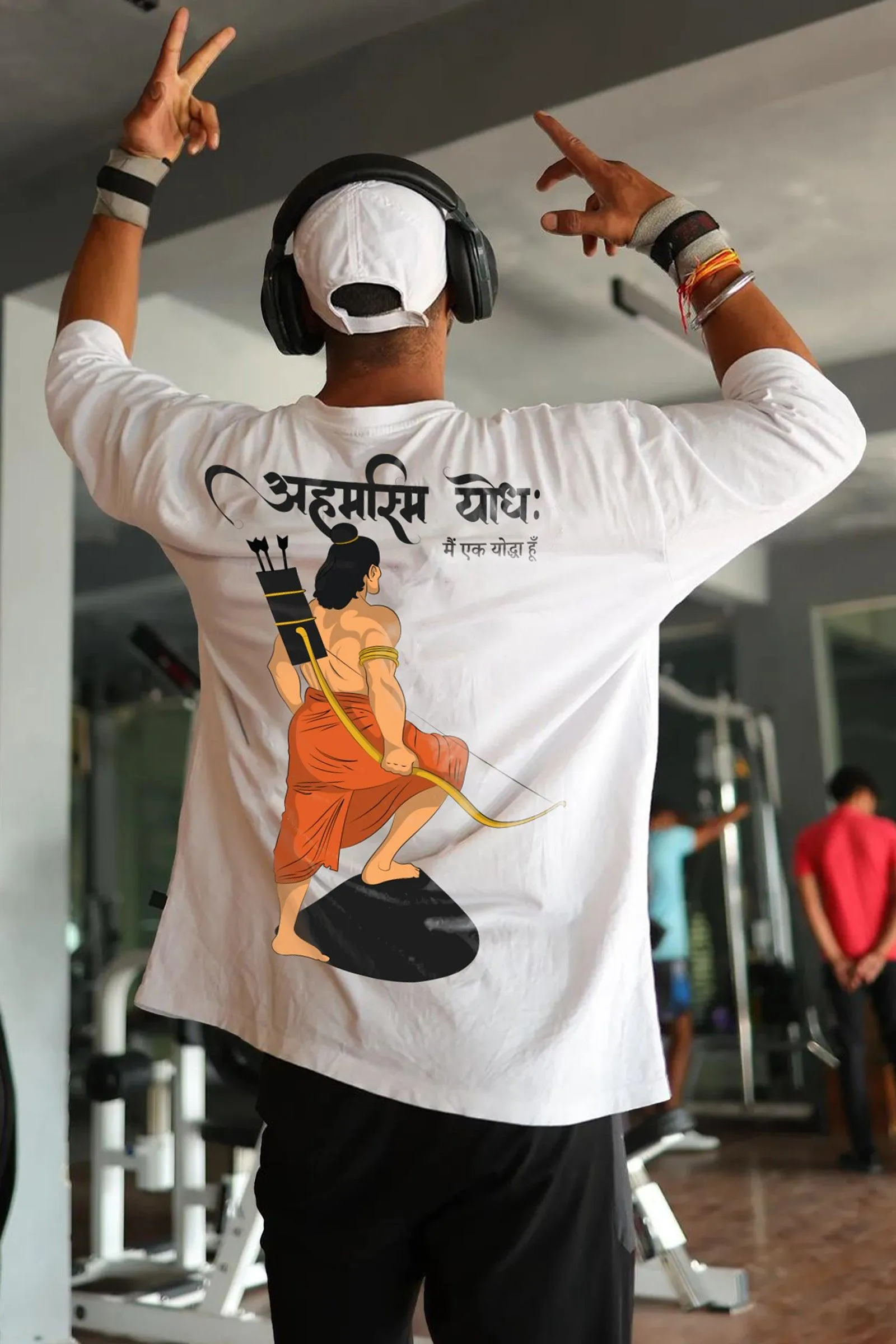 "I am Warrior" Jai Shree Ram Oversized T-shirt (WHITE)