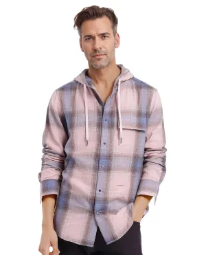 Rare Rabbit Men's Dartmouth Dusky Pink Cotton Fabric Full Sleeve Collared Neck Oversized Fit Checks Shirt