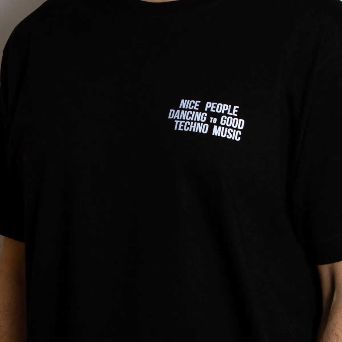 Reflective Peoples Techno  - Oversized Tshirt - Black