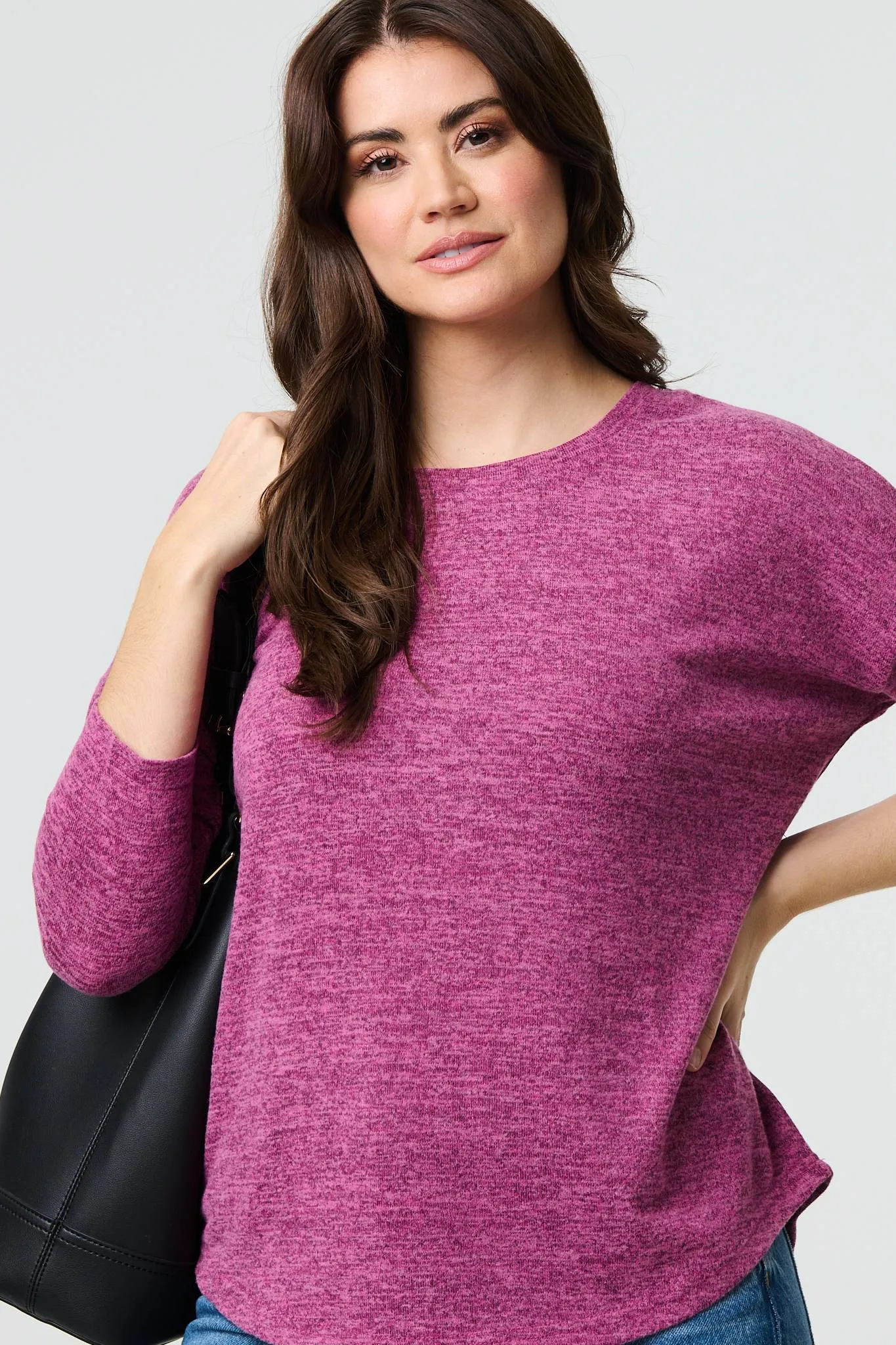 Relaxed Boat Neck 3/4 Sleeve Top