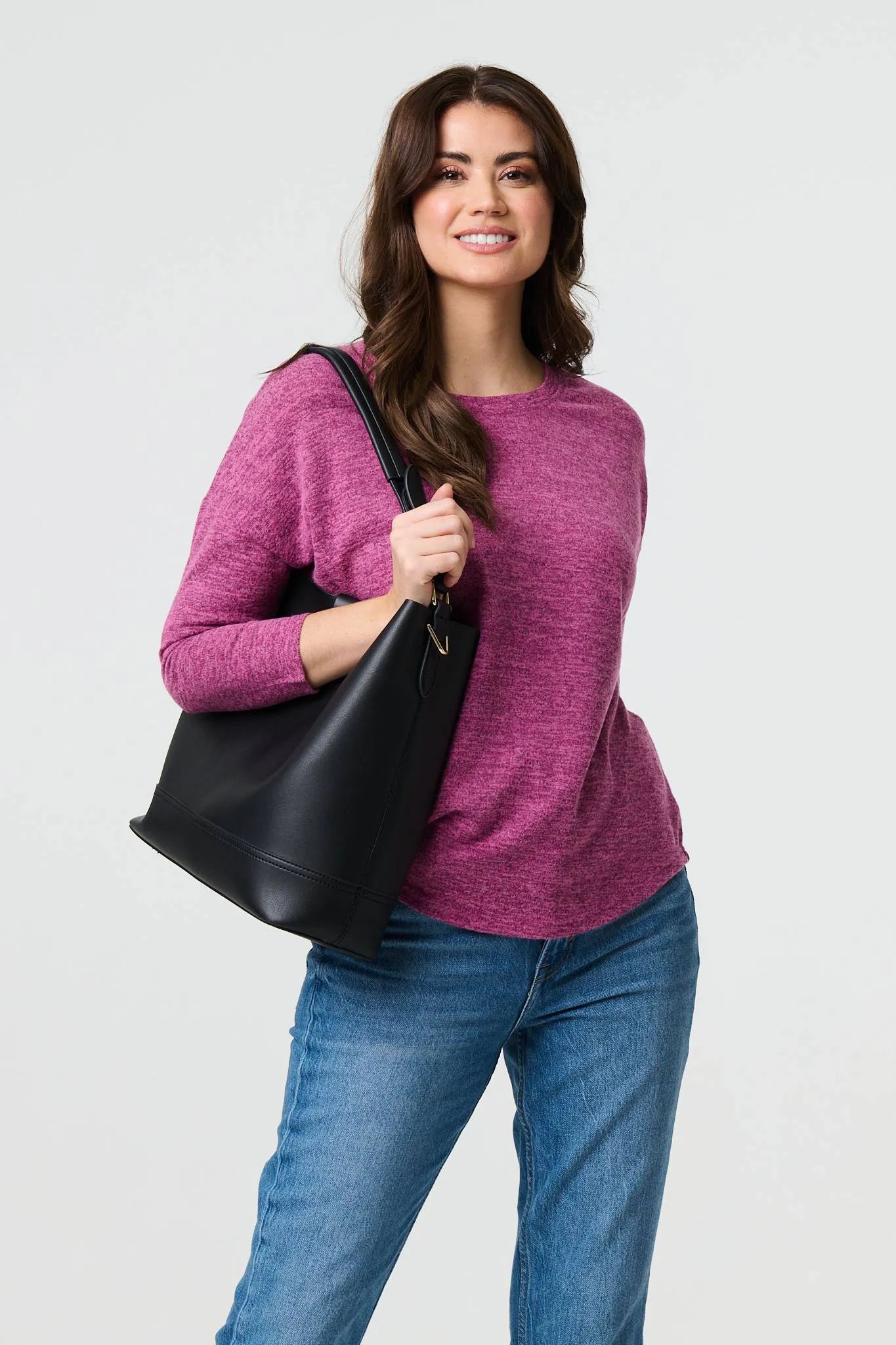 Relaxed Boat Neck 3/4 Sleeve Top