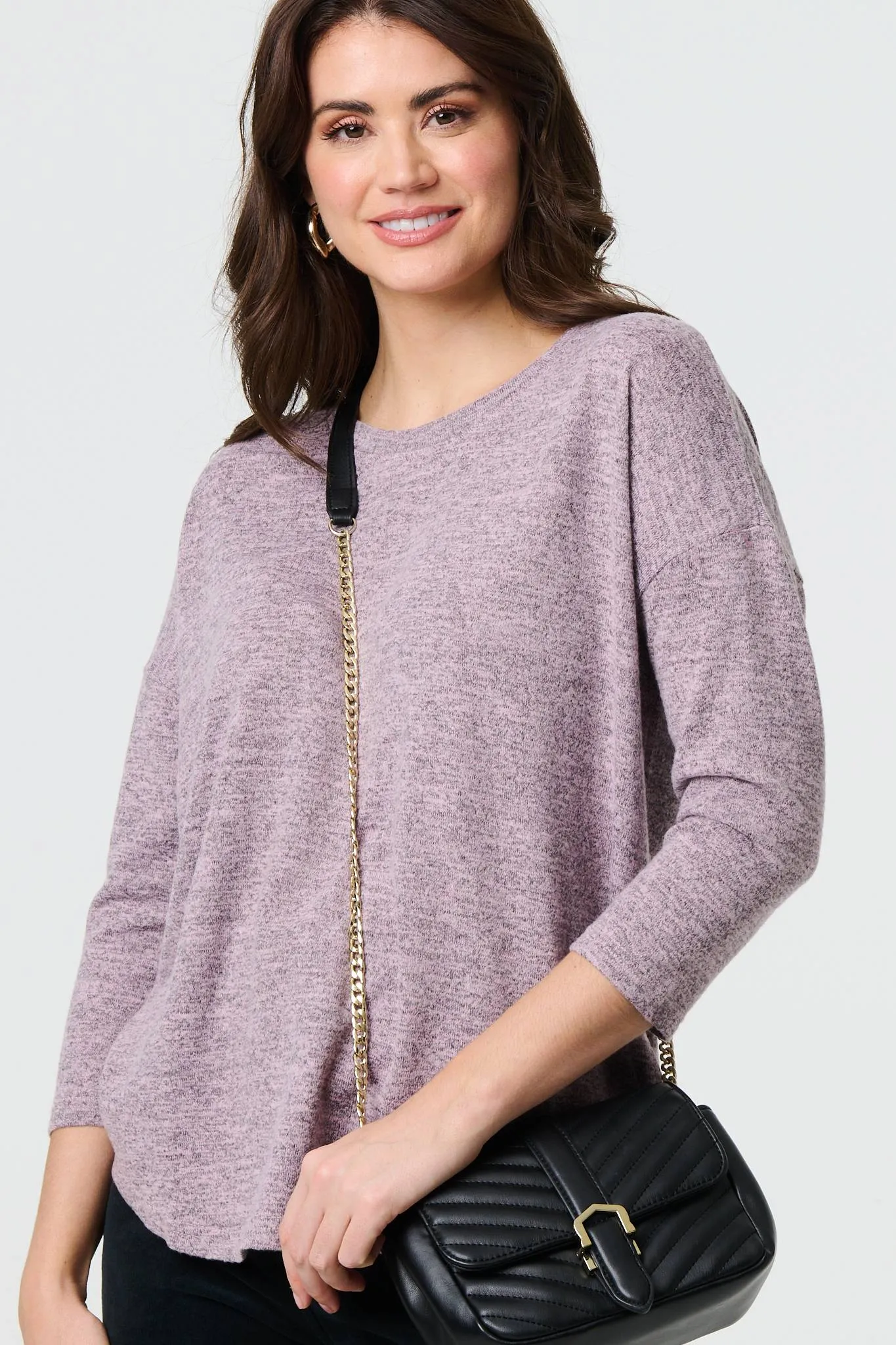 Relaxed Boat Neck 3/4 Sleeve Top