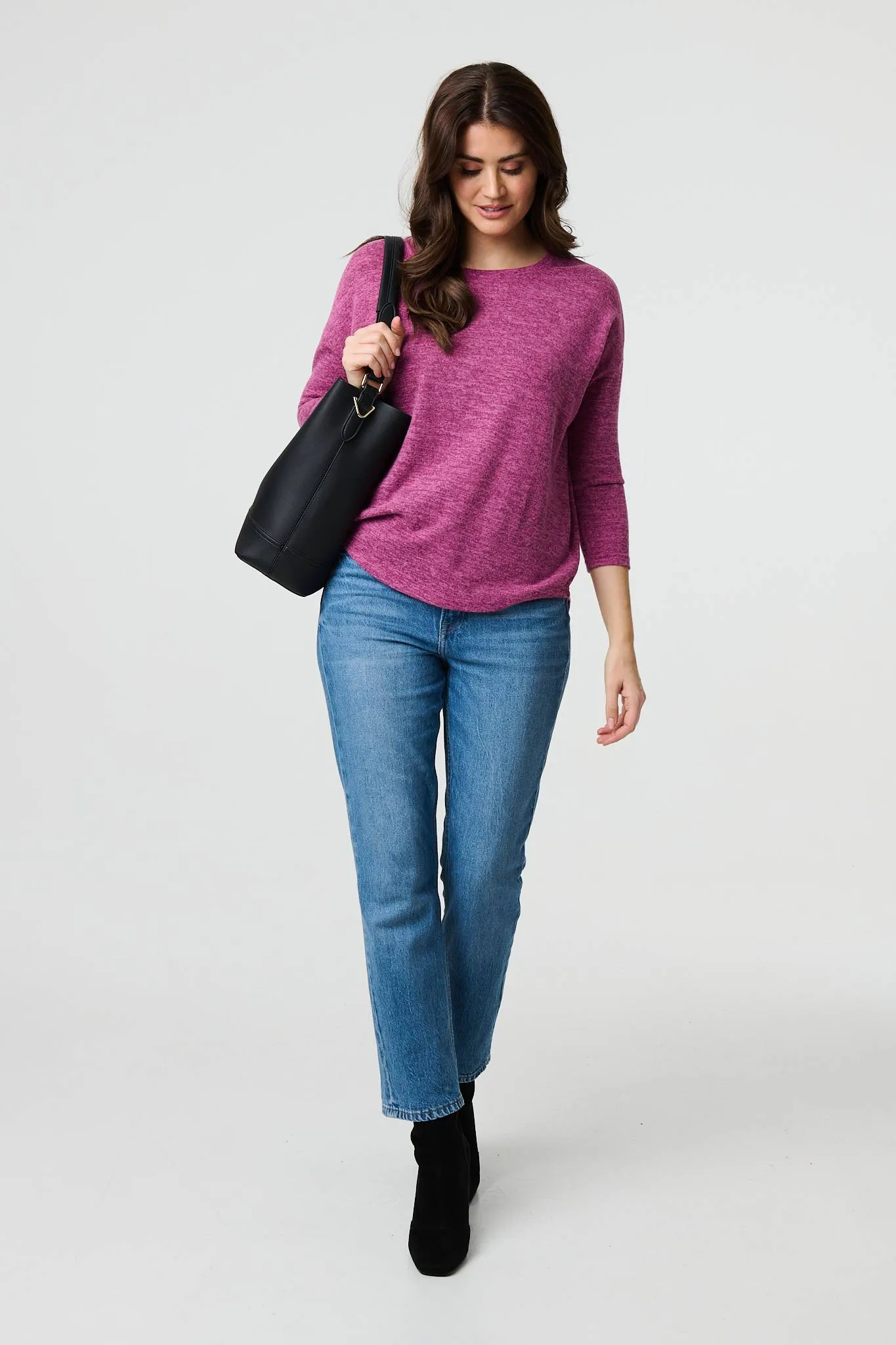 Relaxed Boat Neck 3/4 Sleeve Top