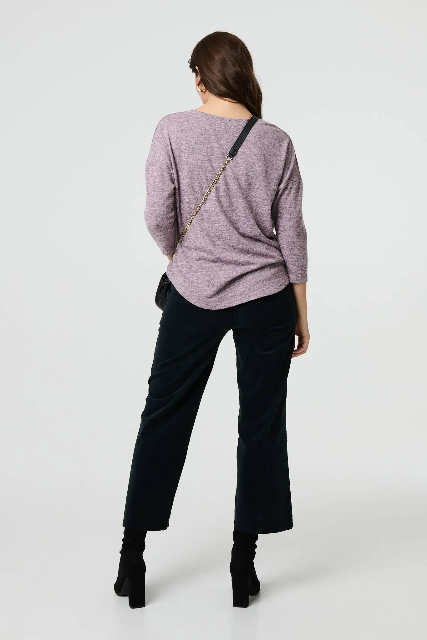 Relaxed Boat Neck 3/4 Sleeve Top