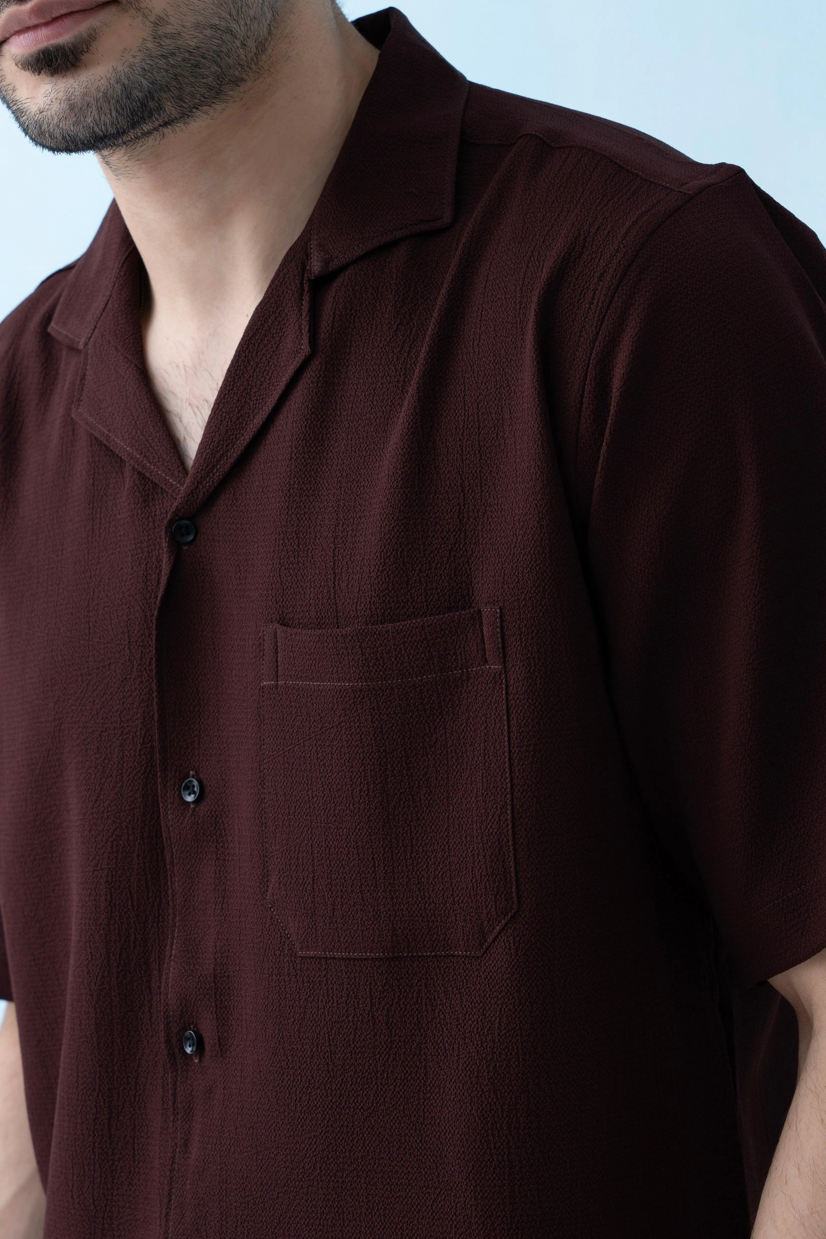 Ripple Cuban Collar Forest brown Shirt