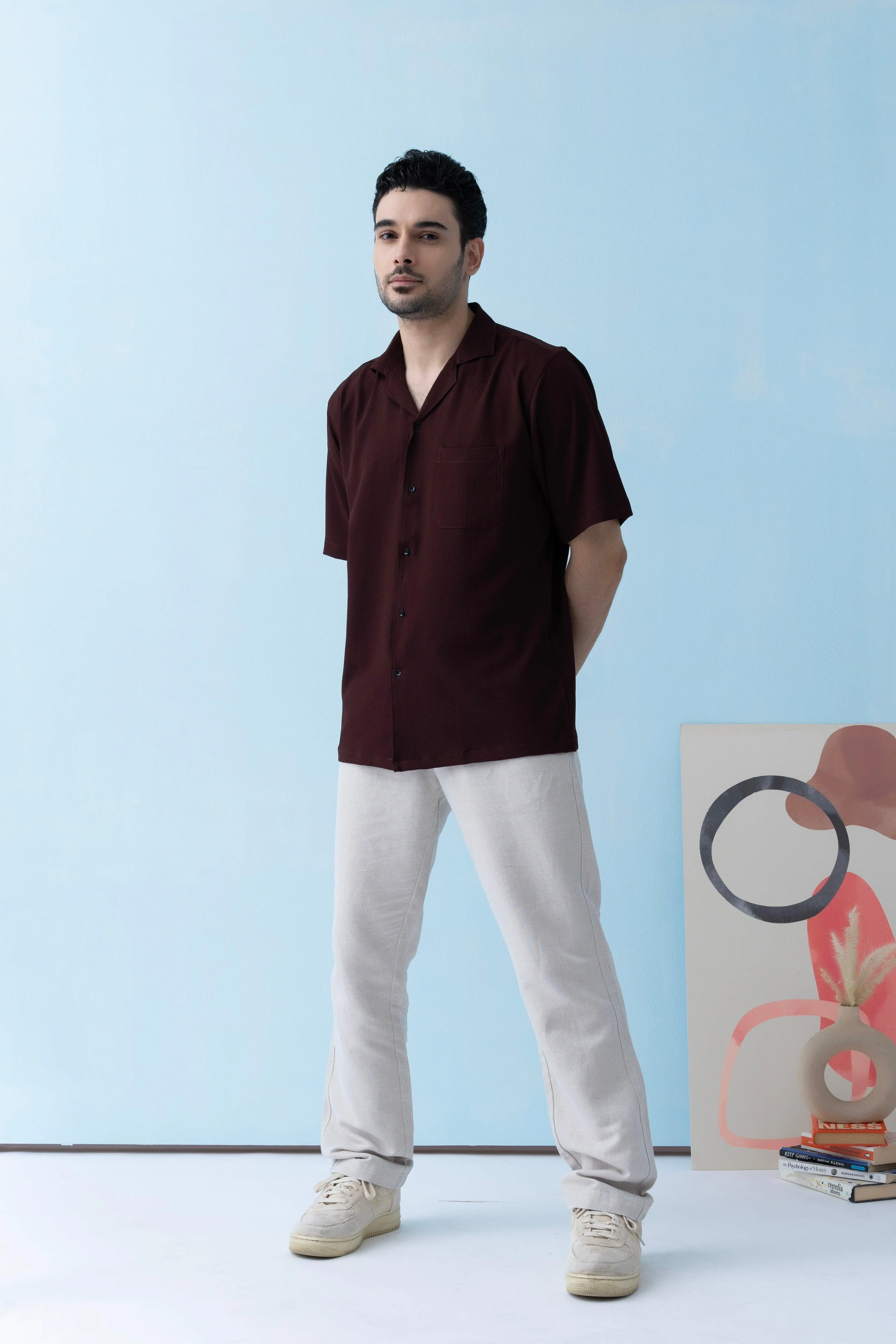 Ripple Cuban Collar Forest brown Shirt