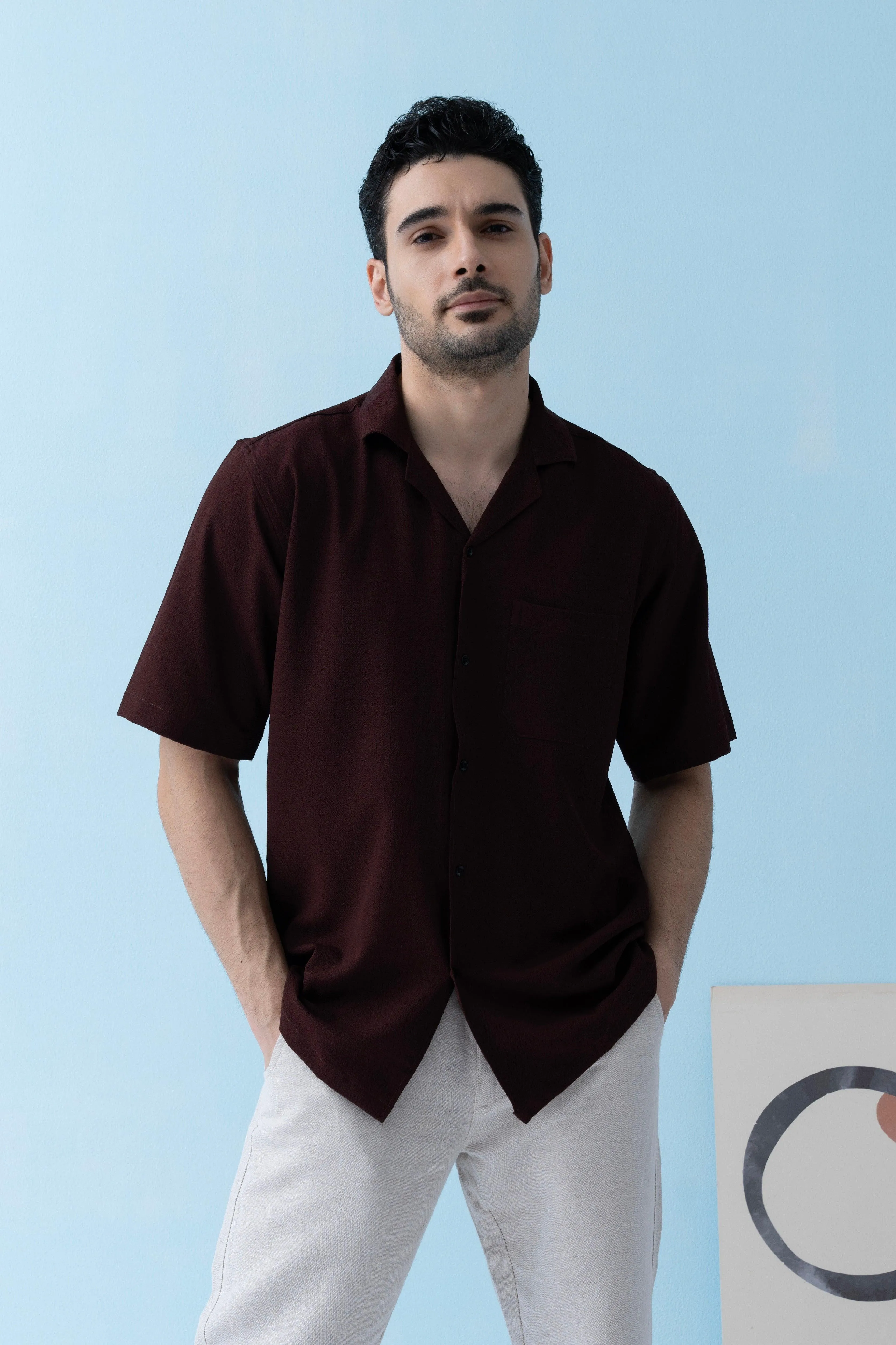 Ripple Cuban Collar Forest brown Shirt