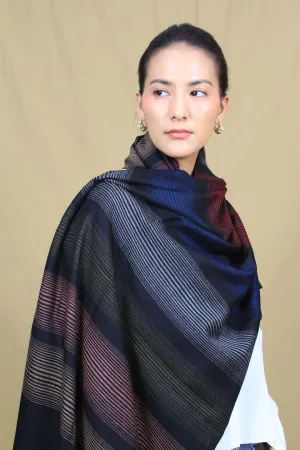 Rivaan Multi Coloured Strips Cashmere Stole