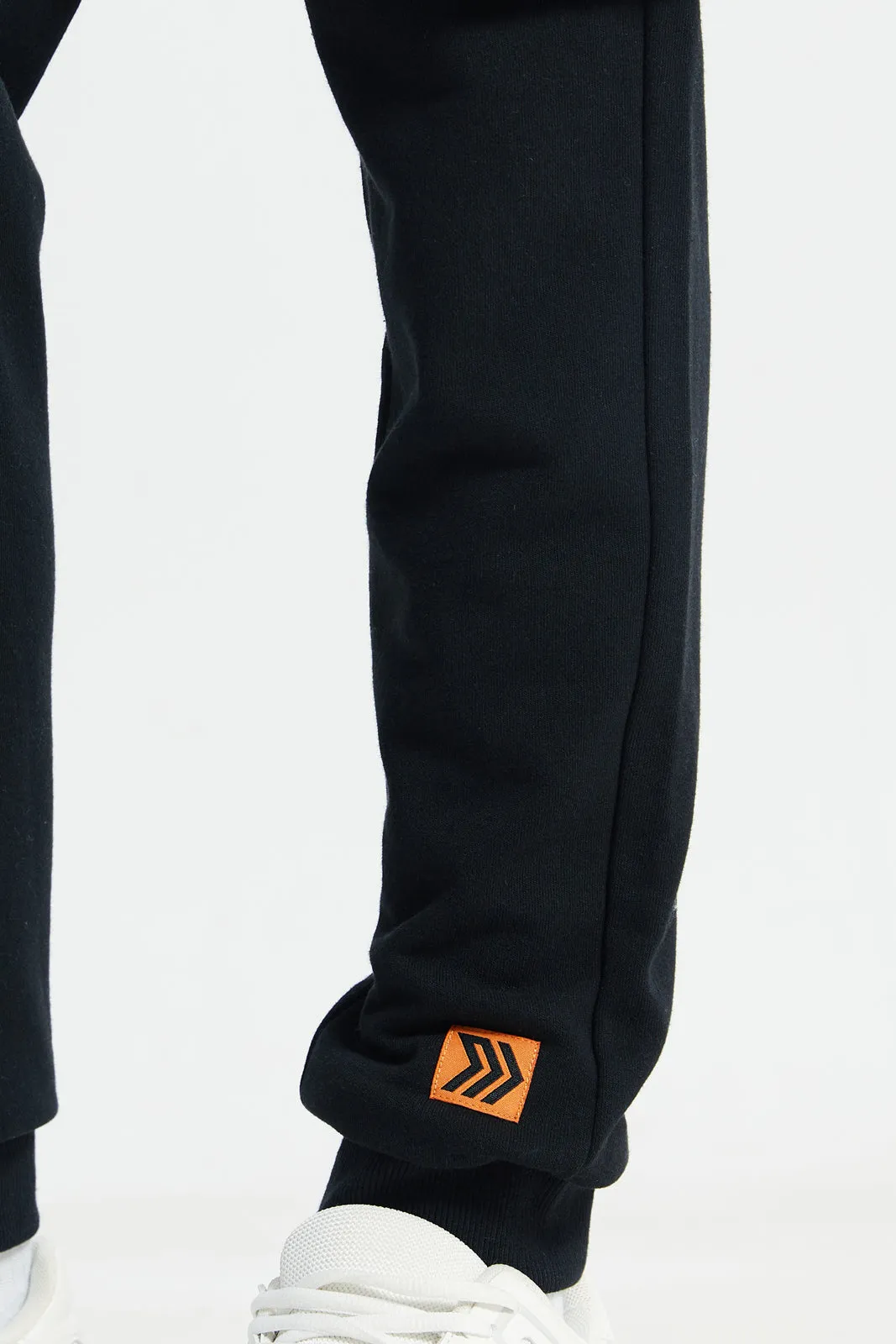 Senior Boys Black Reflective Print Cargo Active Pants