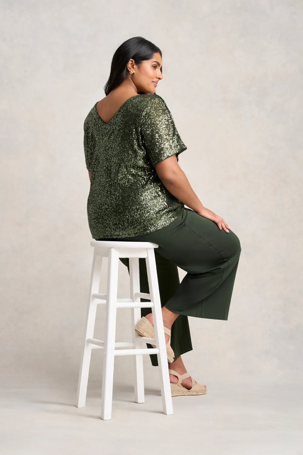 Sequin T-Shirt - Khaki